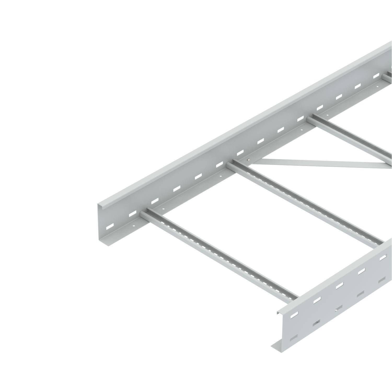 Metallschachtelprofil mit offenen Seiten und horizontalen Verstrebungen, typischerweise für Kabelmanagement in der Elektroinstallation verwendet.