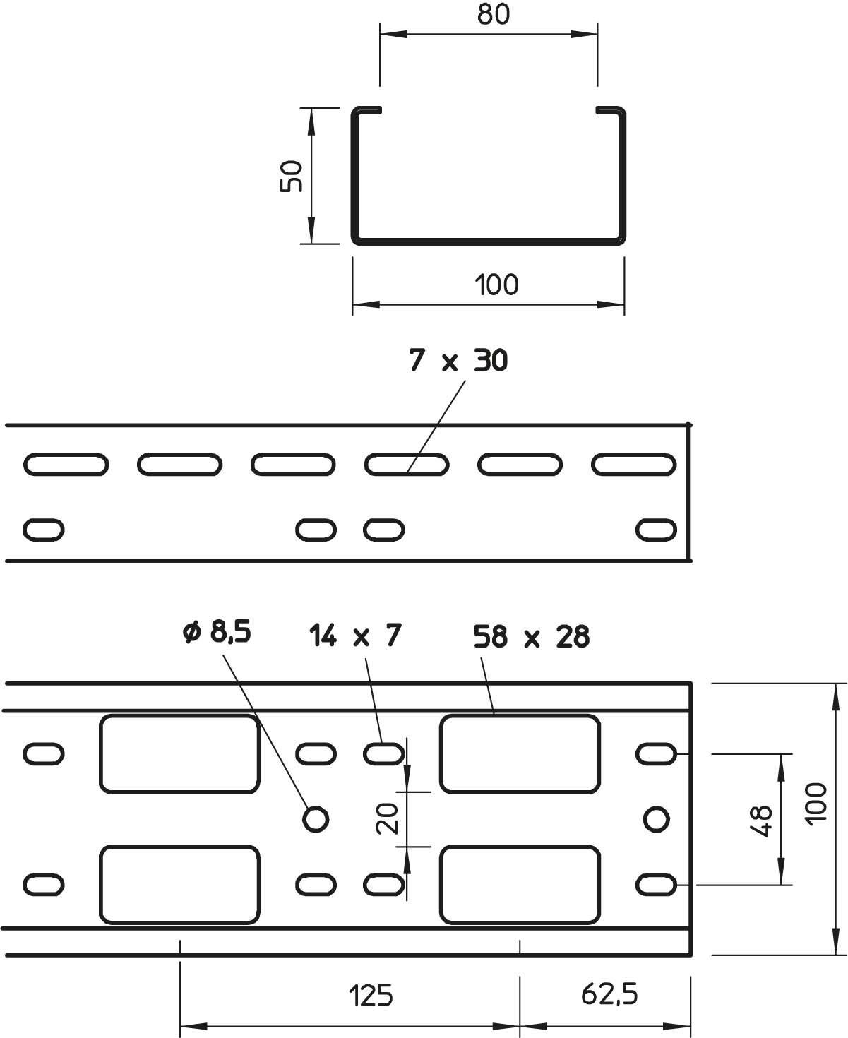 OBO Bettermann 6076246 Kabelrinne (L x B x H) 3m x 100.00mm x 50.00mm 3m