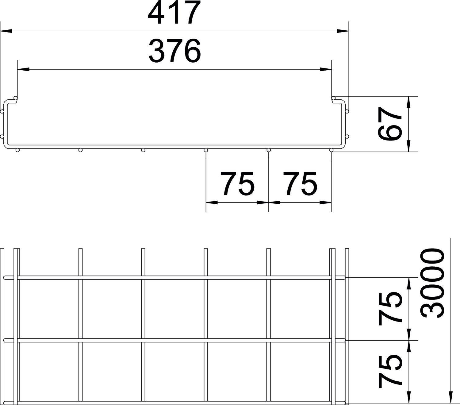 OBO Bettermann 6017460 Gitterrinne (L x B x H) 3m x 400.00mm x 50.00mm 3m