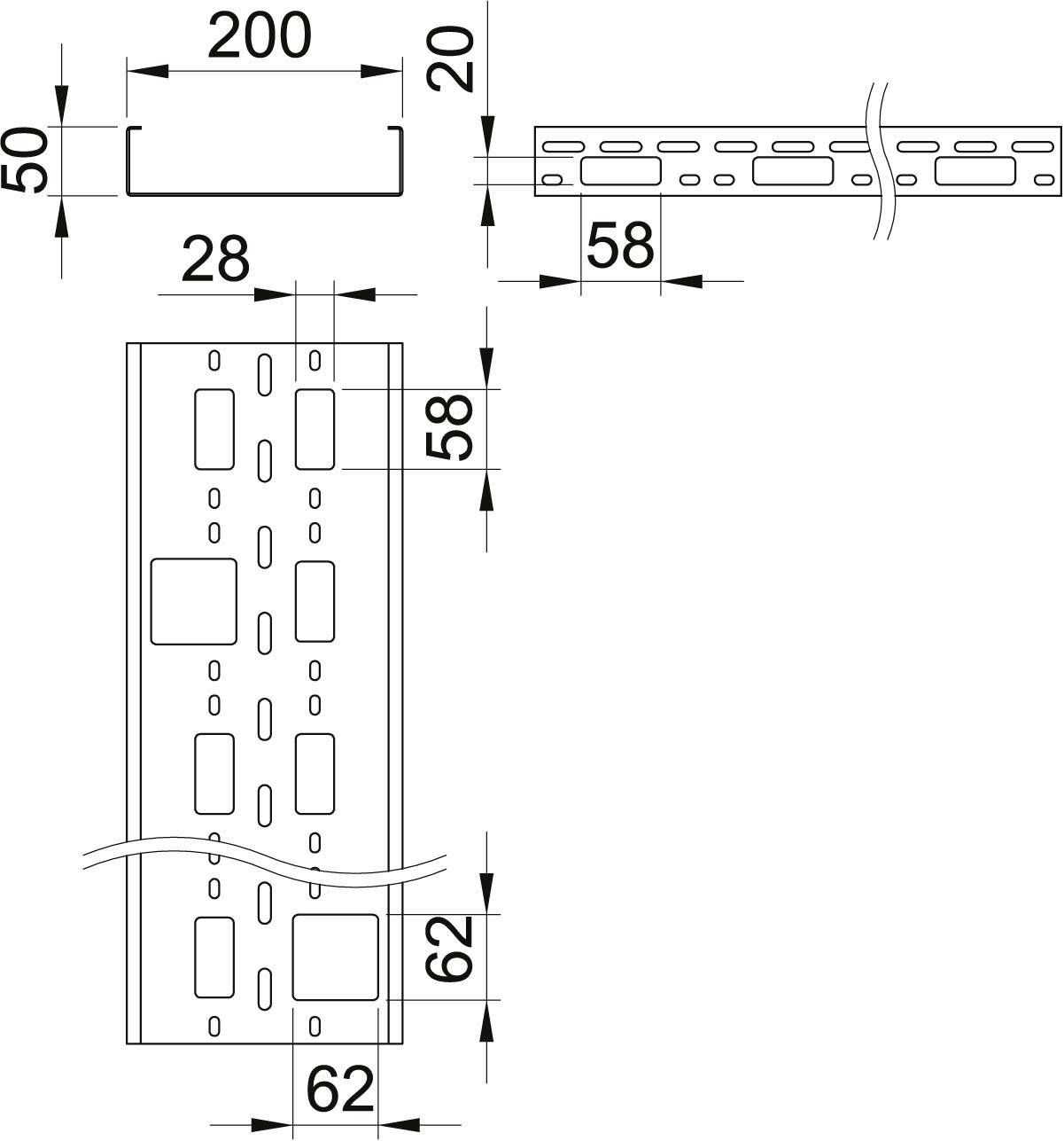 OBO Bettermann 6075350 Kabelrinne (L x B x H) 3m x 200.00mm x 50.00mm 3m