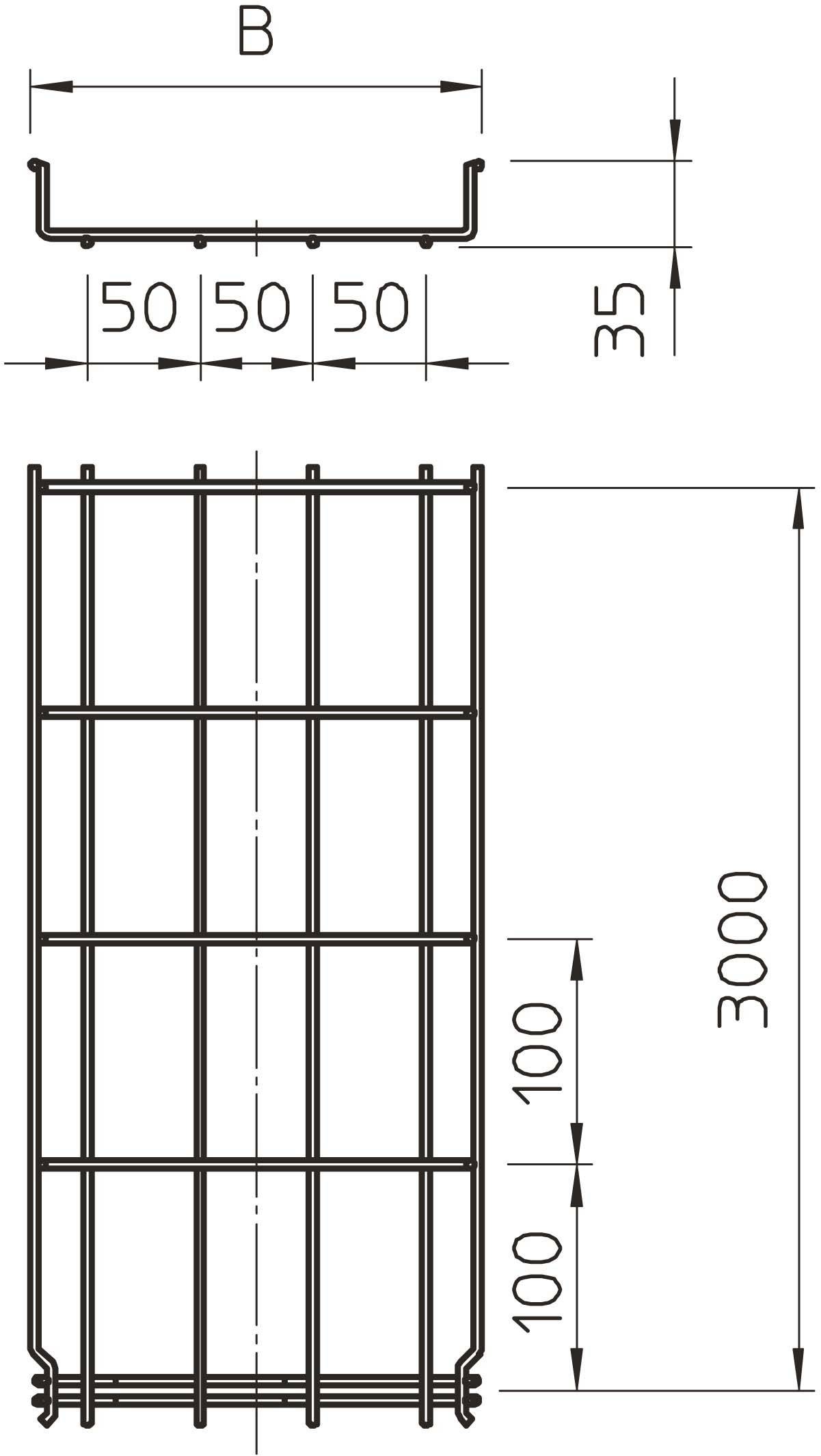 OBO Bettermann 6000089 Gitterrinne (L x B x H) 3m x 150.00mm x 35.00mm 3m