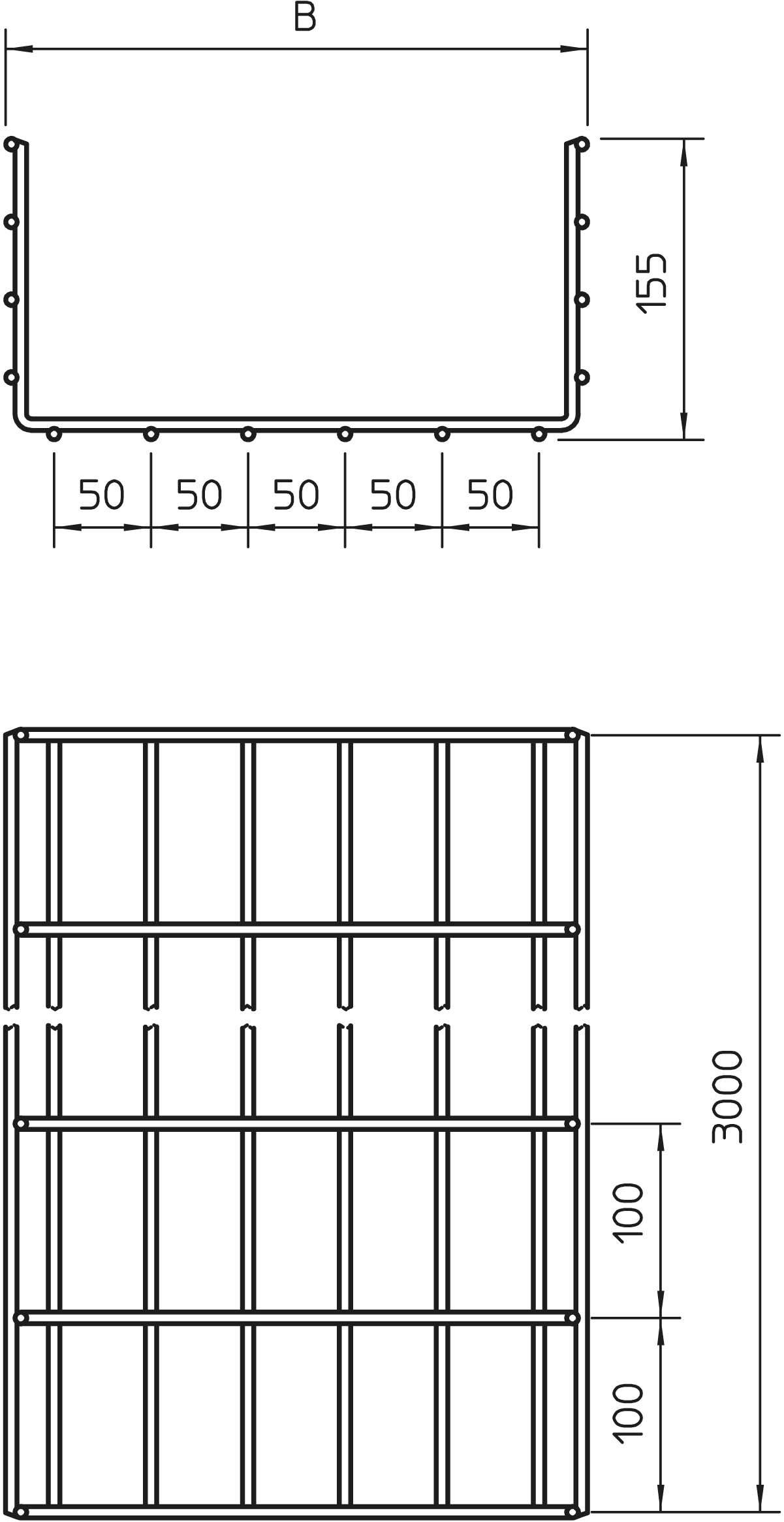 OBO Bettermann 6003698 Gitterrinne (L x B x H) 3m x 600.00mm x 155.00mm 3m
