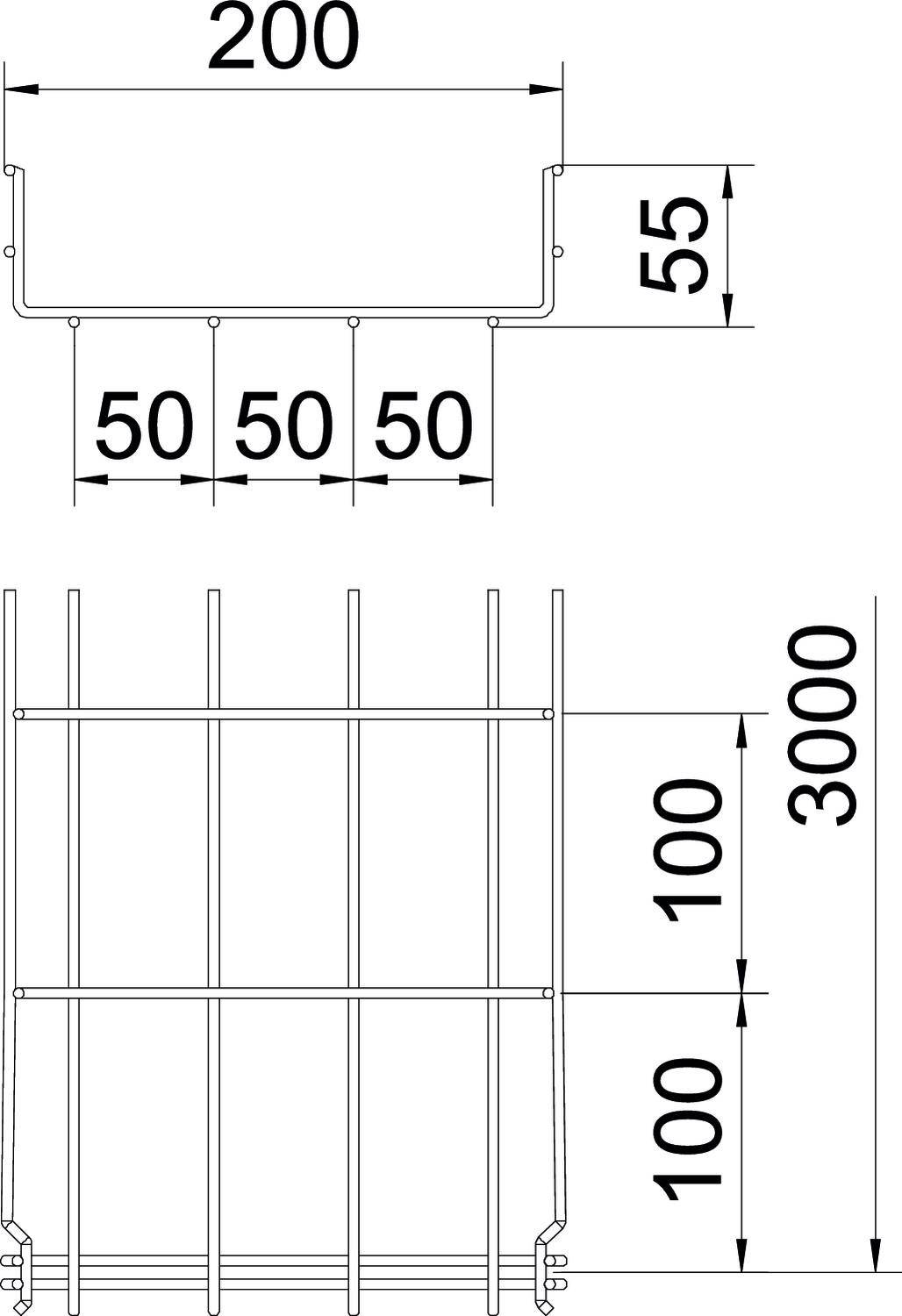 OBO Bettermann 6001091 Gitterrinne (L x B x H) 3m x 200.00mm x 55.00mm 3m