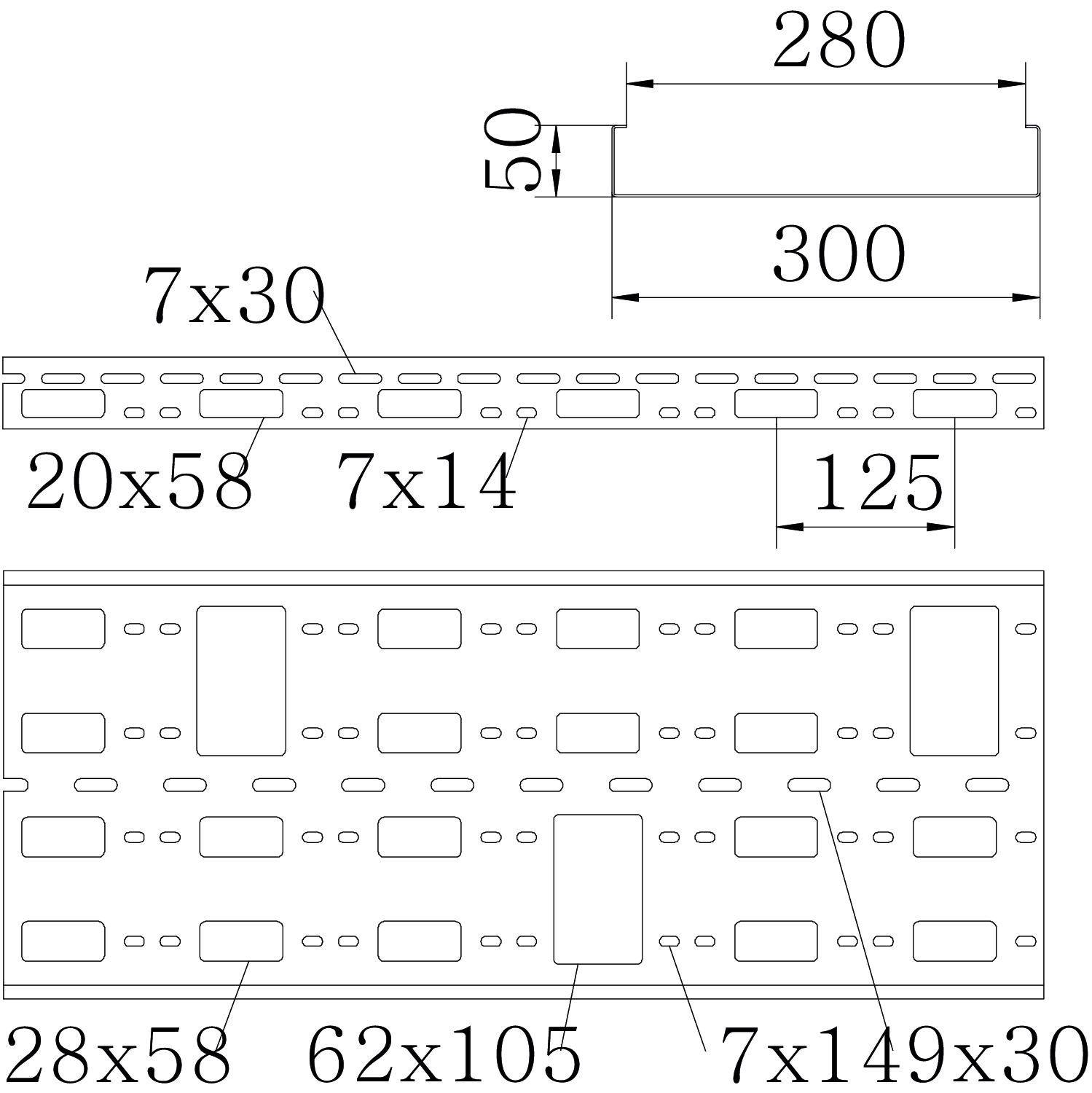 OBO Bettermann 6075375 Kabelrinne (L x B x H) 3m x 300.00mm x 50.00mm 3m