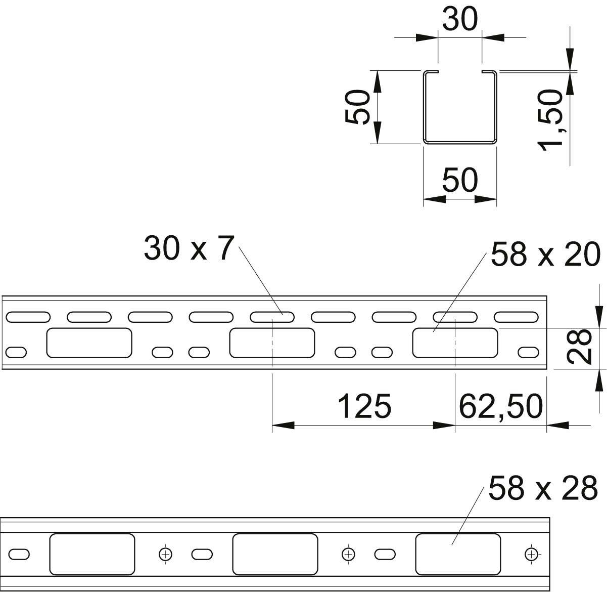 OBO Bettermann 6075150 Kabelrinne (L x B x H) 3m x 50.00mm x 50.00mm 3m