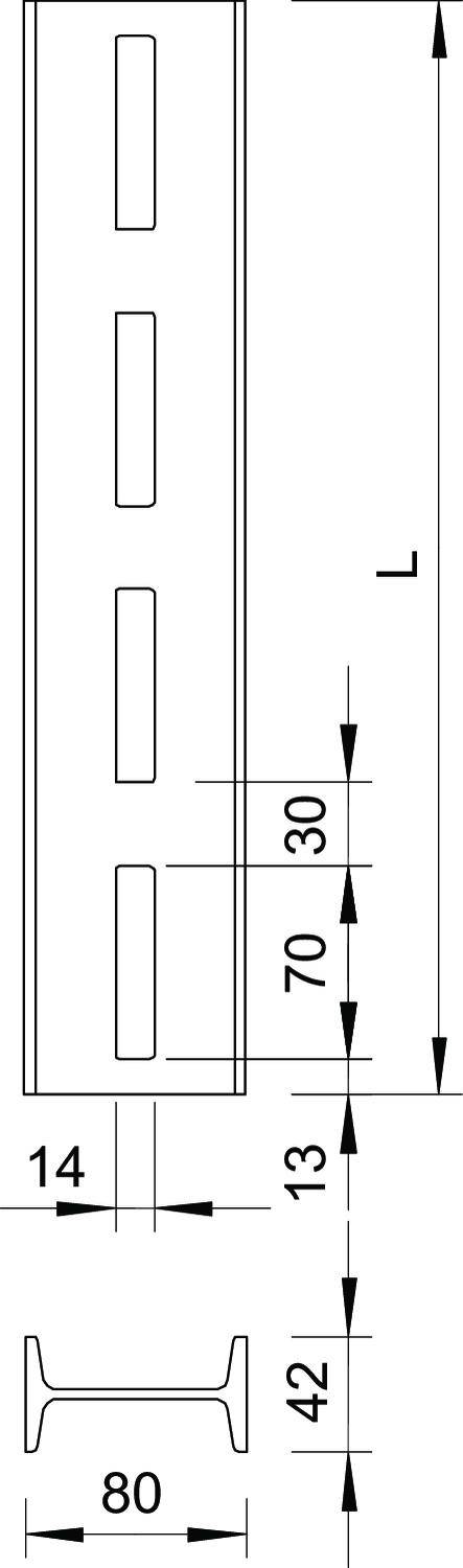 OBO Bettermann 6479536 I-Stiel (L x B x H) 6m x 80.00mm x 42.00mm 1 St. Grau