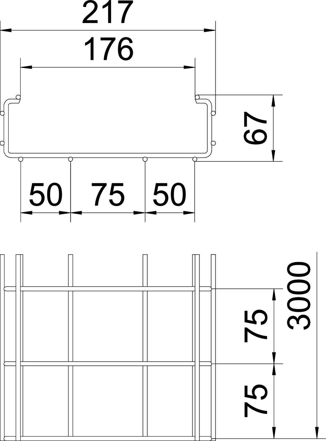 OBO Bettermann 6016251 Gitterrinne (L x B x H) 3m x 200.00mm x 50.00mm 3m