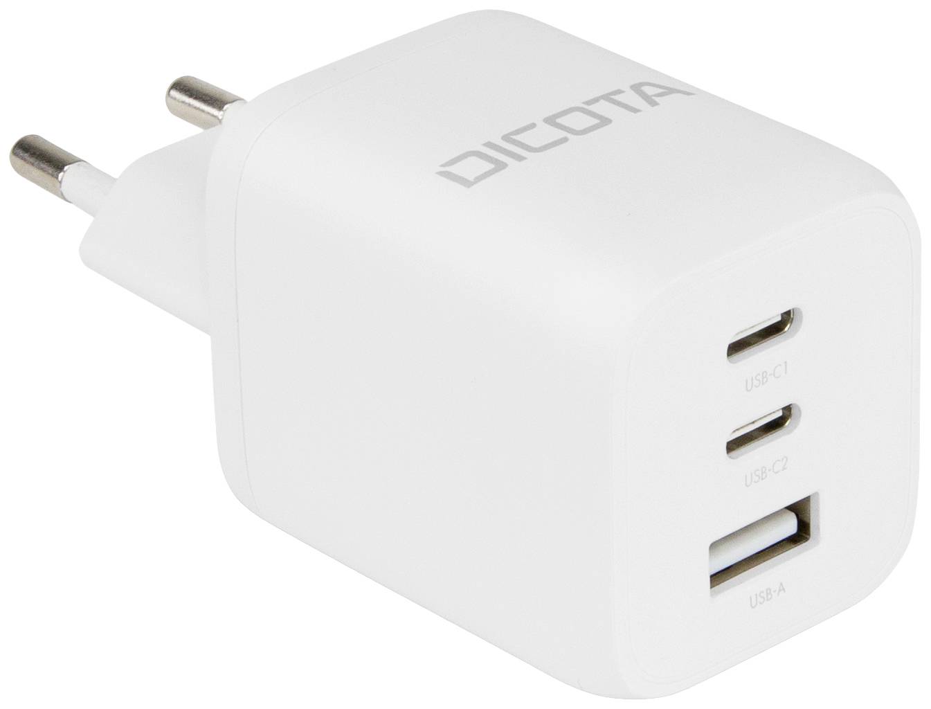 Dicota Compact USB Ladegerät 65 W 1x USB-A, 2x USB-C® USB PD Weiß Innenbereich GaN