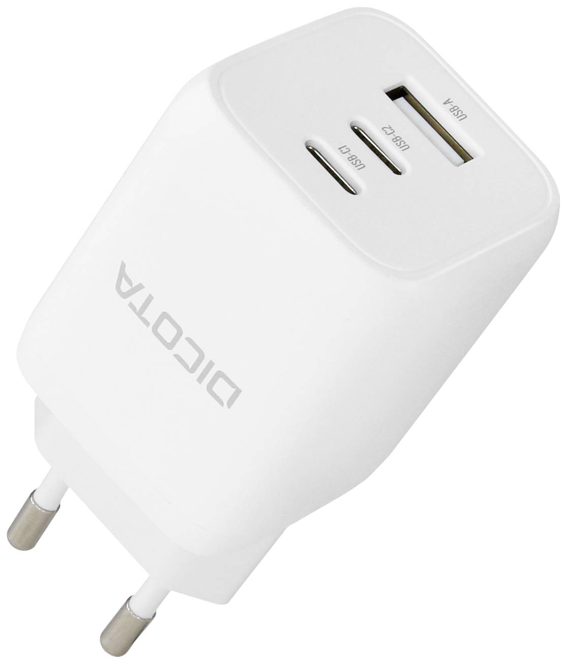 Dicota Compact USB Ladegerät 65 W 1x USB-A, 2x USB-C® USB PD Weiß Innenbereich GaN
