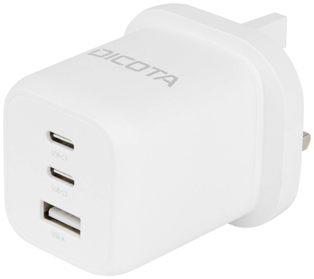 Dicota Compact USB Ladegerät 65W USB-C®, USB-C®, USB-A Weiß Steckdose GaN