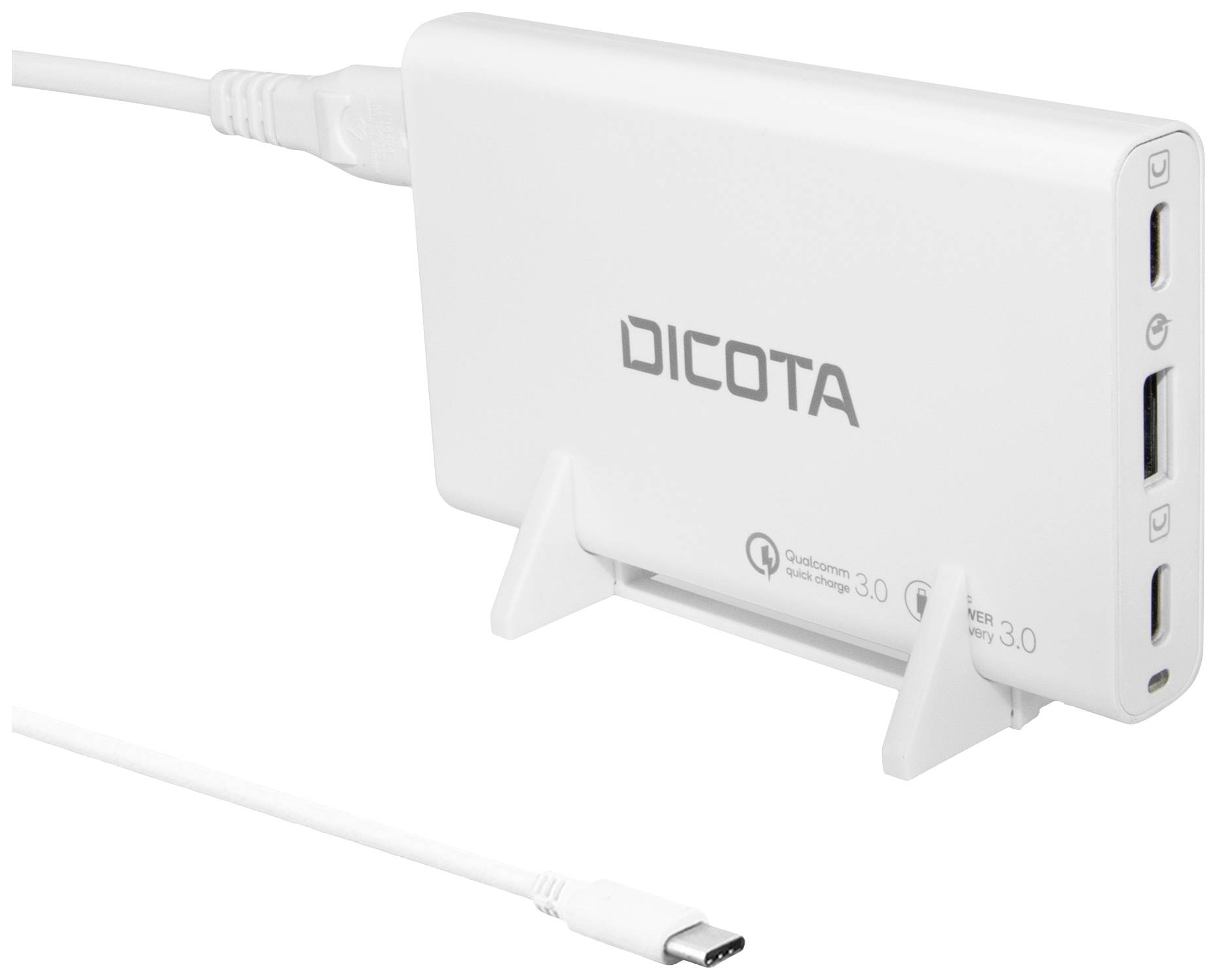 Dicota Desktop USB Ladegerät 65 W USB-C®, USB-C®, USB-A Weiß Innenbereich GaN