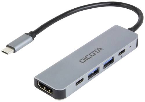 Dicota 5 Port USB-C® (USB 3.2 Gen 2) Multiport Hub mit Aluminiumgehäuse, mit USB-C® Stecker, Ultra