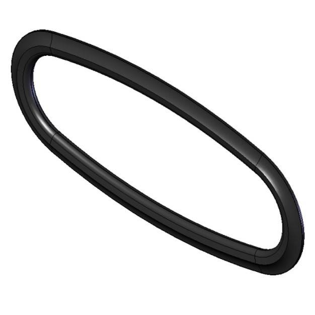 Ein schwarzer, ovaler Ring in 3D-Ansicht; schlichte Darstellung ohne zusätzliche Details oder Hintergründe.