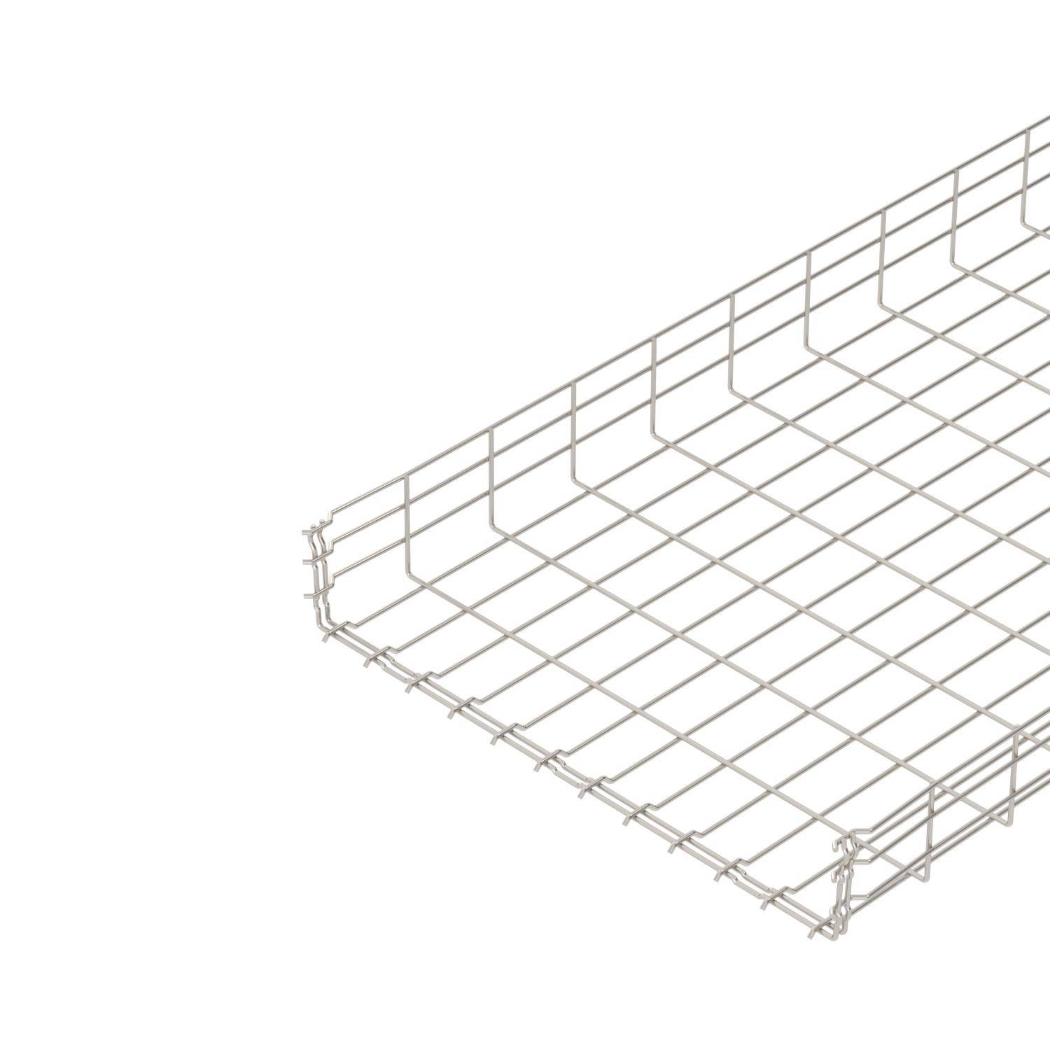 Metallkorb mit Gitterdesign und abgerundeten Ecken, hauptsächlich zur Aufbewahrung oder Organisation verwendet.