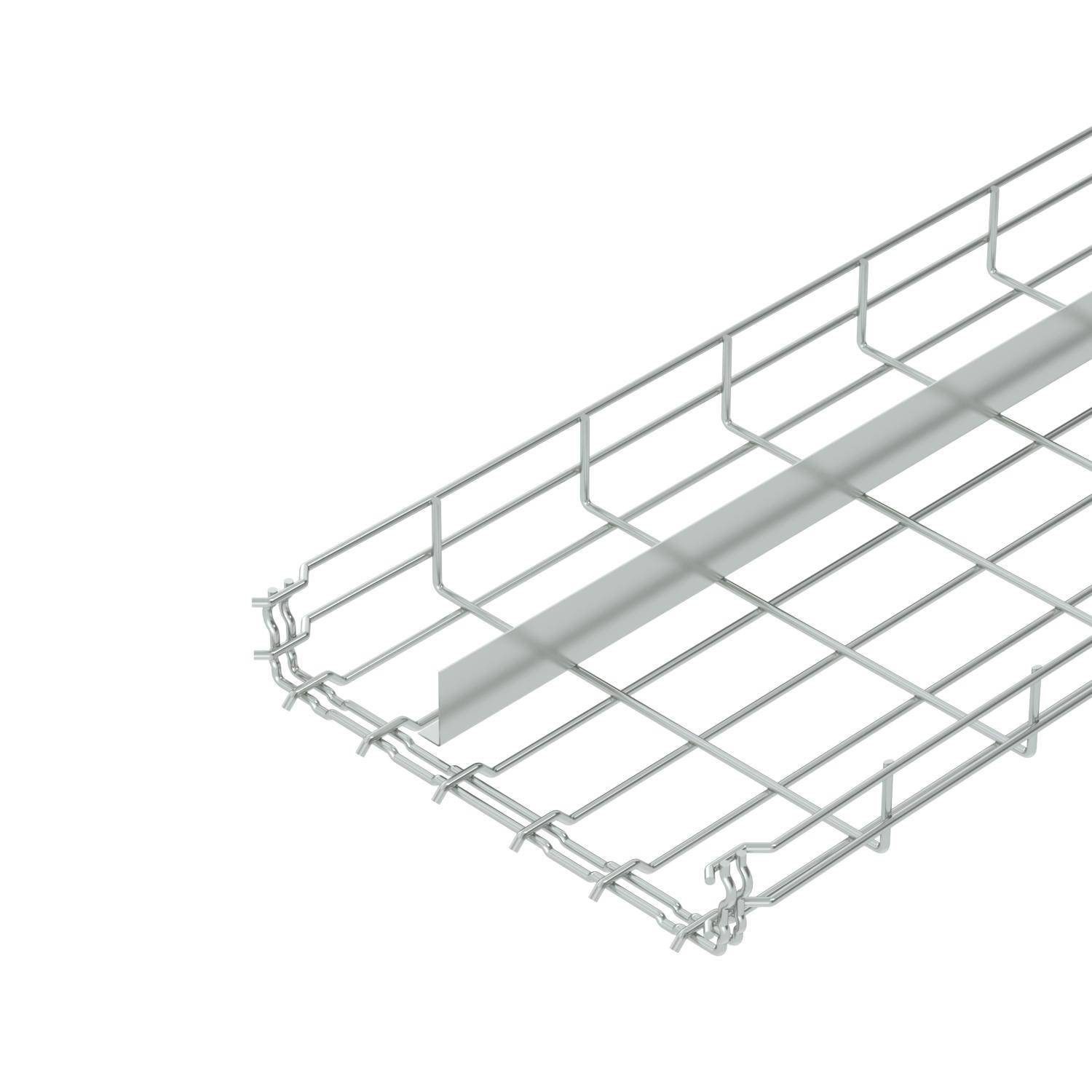 Metallkabelkanal mit Maschendrahtdesign, horizontal ausgerichtet. Hauptsächlich zur Organisation und Führung von Kabeln verwendet.