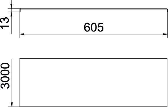 Technische Zeichnung eines Rechtecks mit einer Breite von 605 mm und einer Höhe von 3000 mm, Maße oben und links angegeben.