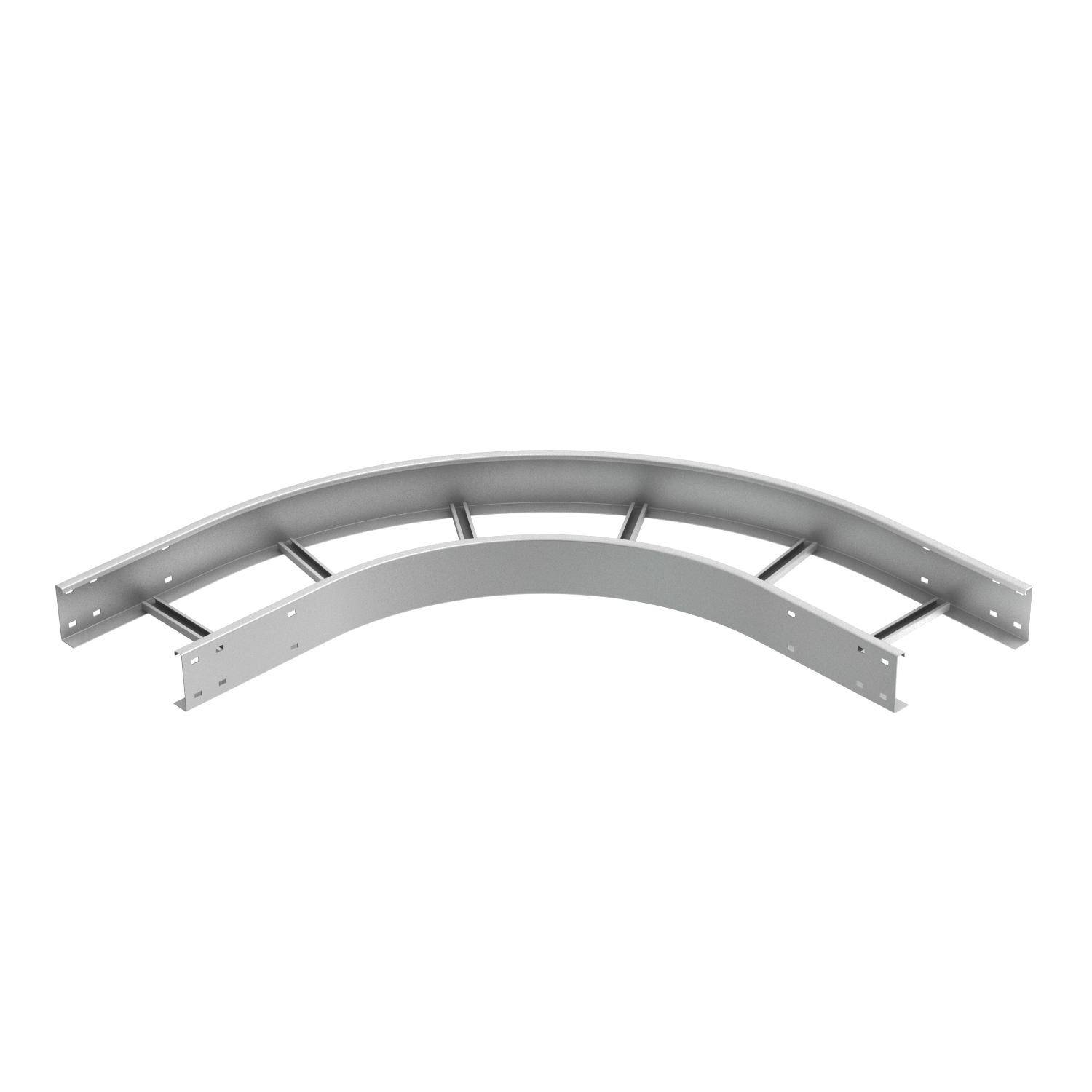 Metallsystemkomponente mit gebogenem Design, bestehend aus einem oberen und unteren Bogen und dazwischenliegenden Stützstreben.