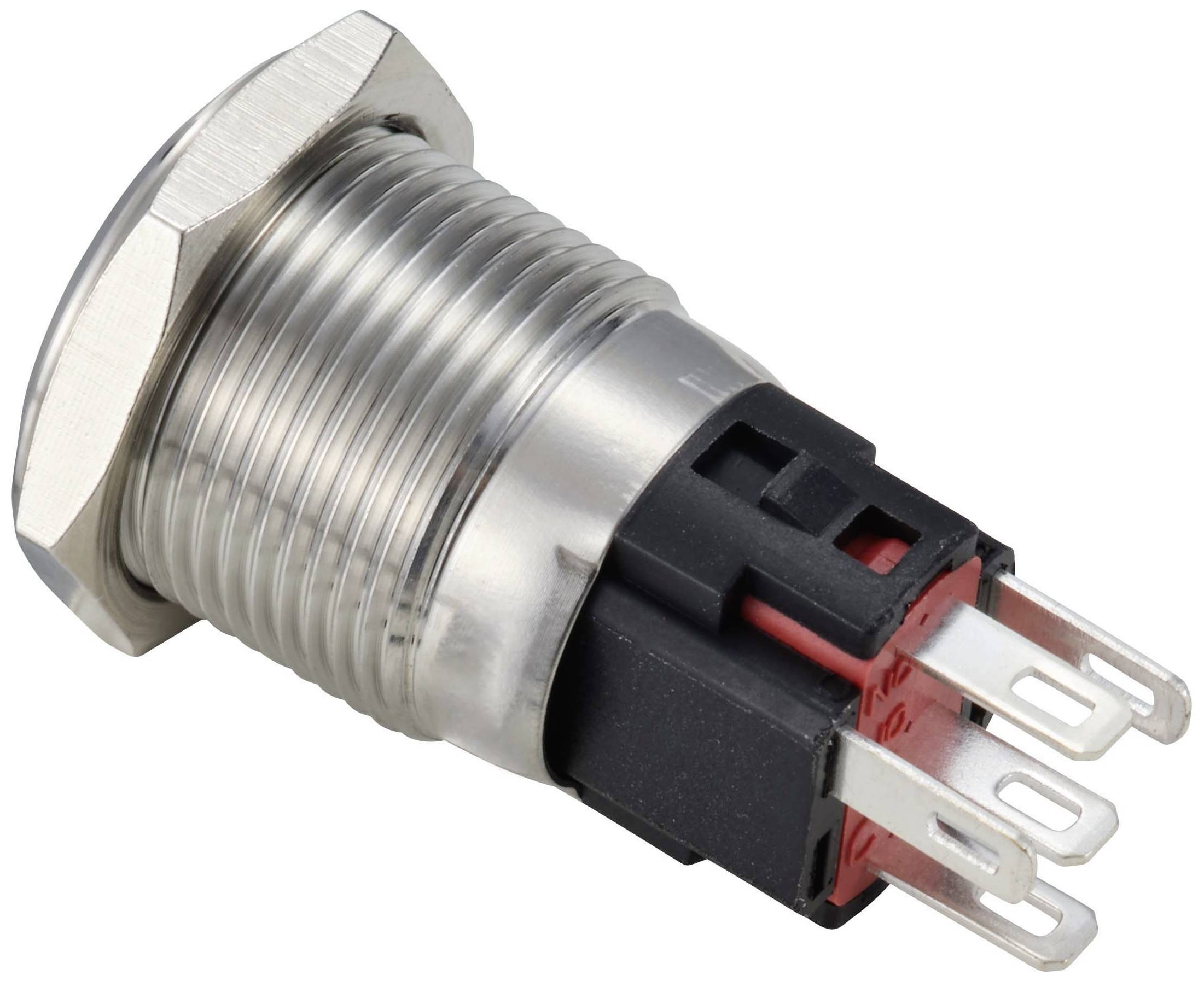 TRU COMPONENTS TC-12647416 Druckschalter 250 V/AC 3A 1 x Aus/(Ein) IP65 Rot rastend Edelstahl 1St.