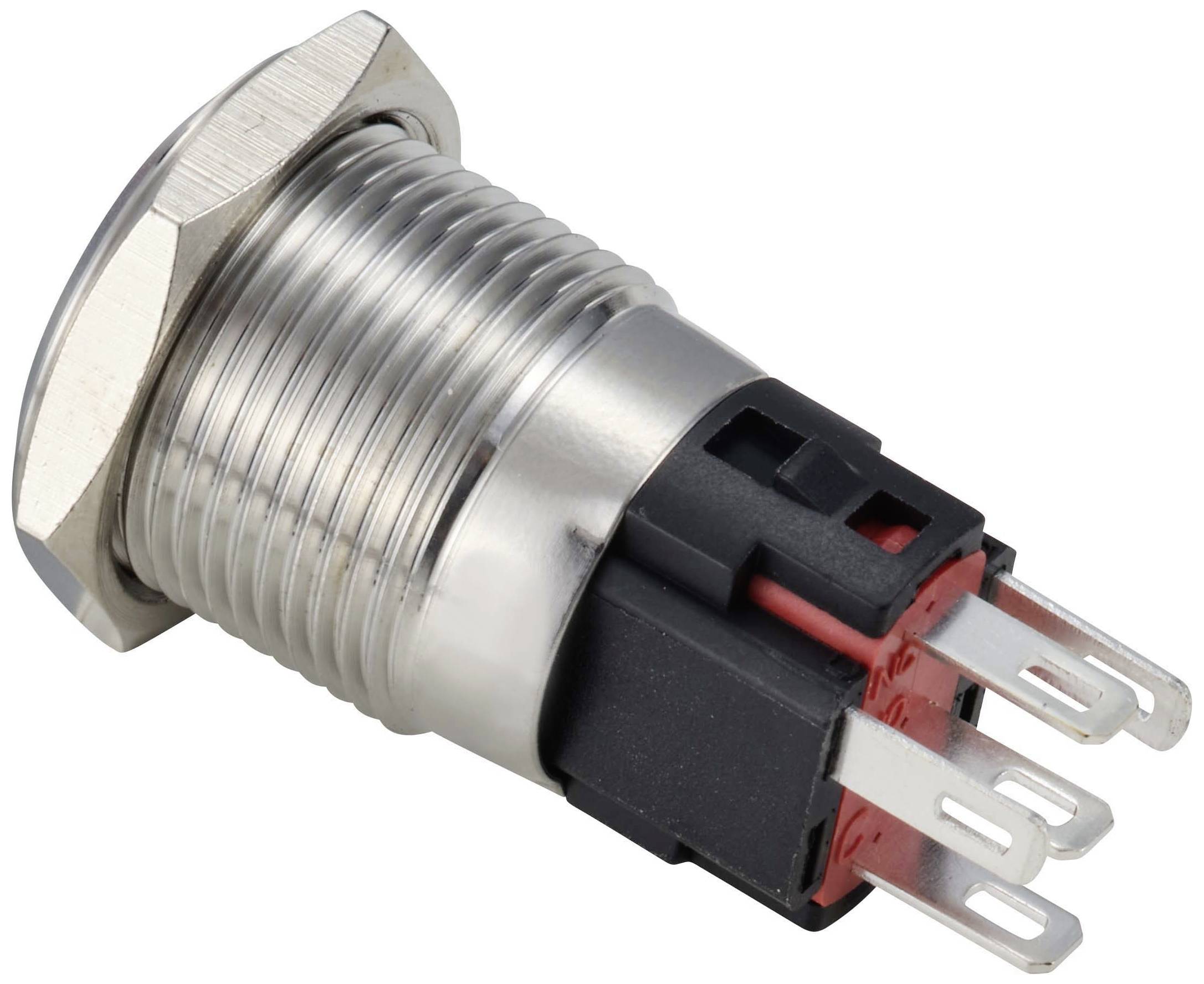 TRU COMPONENTS TC-12647544 Drucktaster 250 V/AC 3A 1 x Aus/(Ein) IP65 Grün tastend Edelstahl 1St.