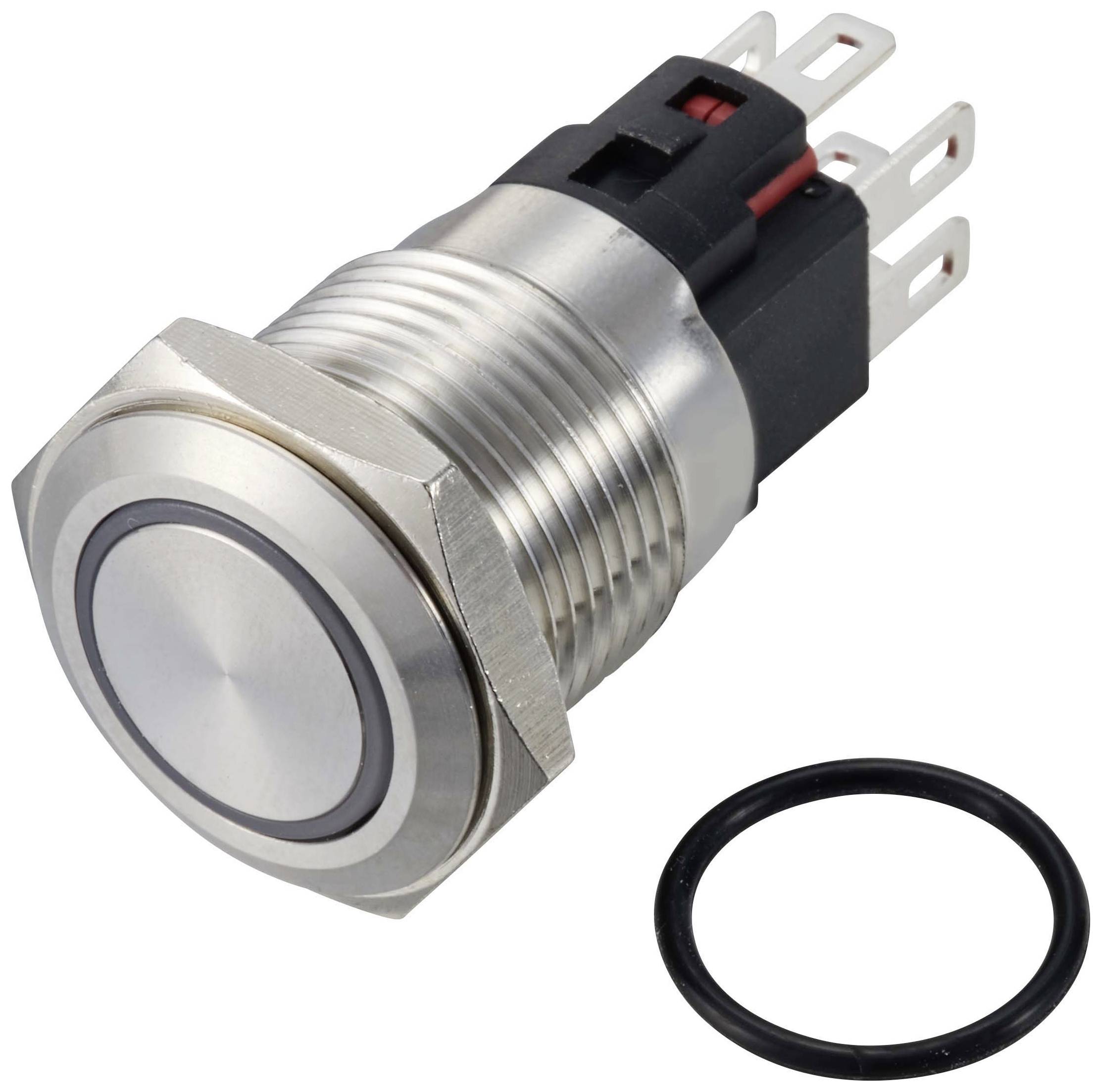 TRU COMPONENTS TC-12647412 Druckschalter 250 V/AC 3A 1 x Aus/(Ein) IP65 RGB rastend Edelstahl 1St.