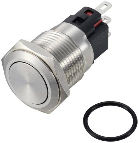 TRU COMPONENTS TC-12647480 Drucktaster 250 V/AC 3 A 1 x Aus/(Ein) IP65 tastend Messing, verchromt 1