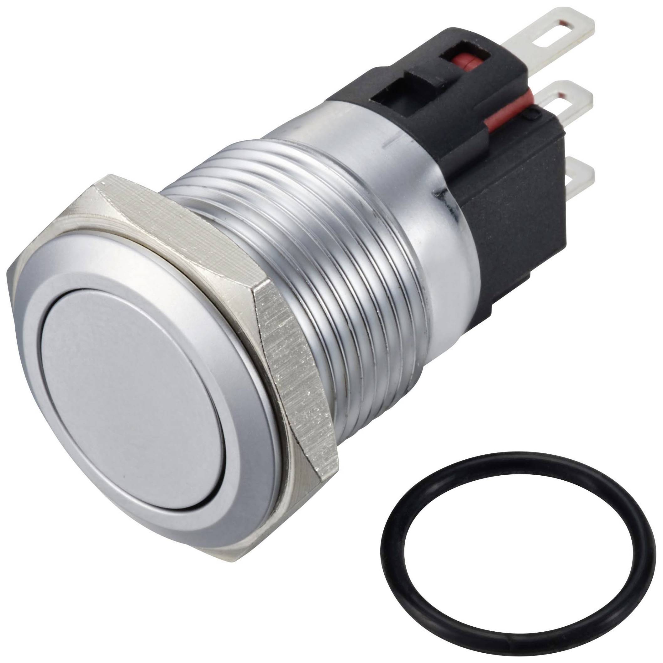 TRU COMPONENTS TC-12647488 Drucktaster 250 V/AC 3A 1 x Aus/(Ein) IP65 tastend Edelstahl 1St.