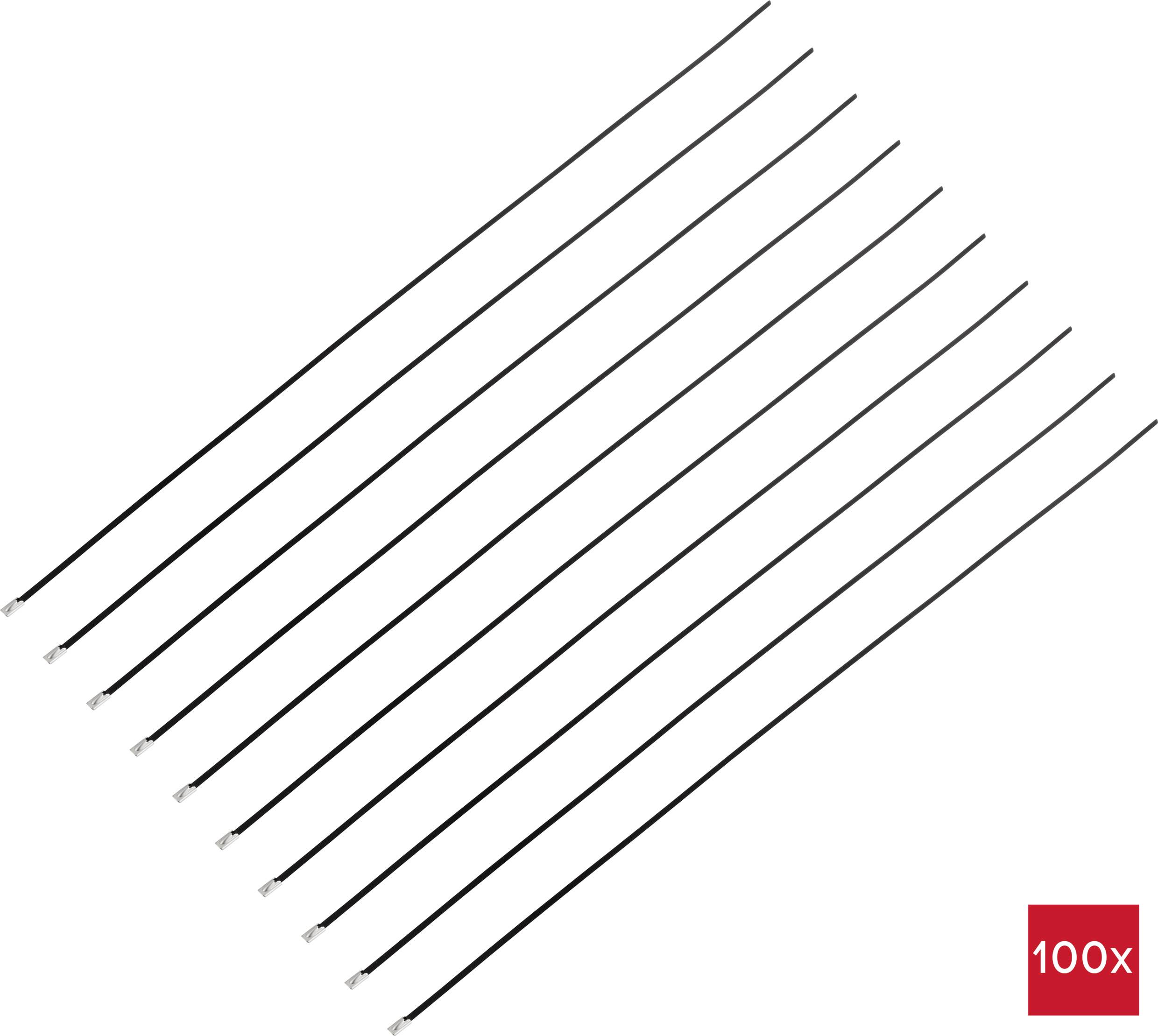 TRU COMPONENTS TC-12647600 Stahlkabelbinder 680mm 4.6mm AISI 304 mit Beschichtung 100St.