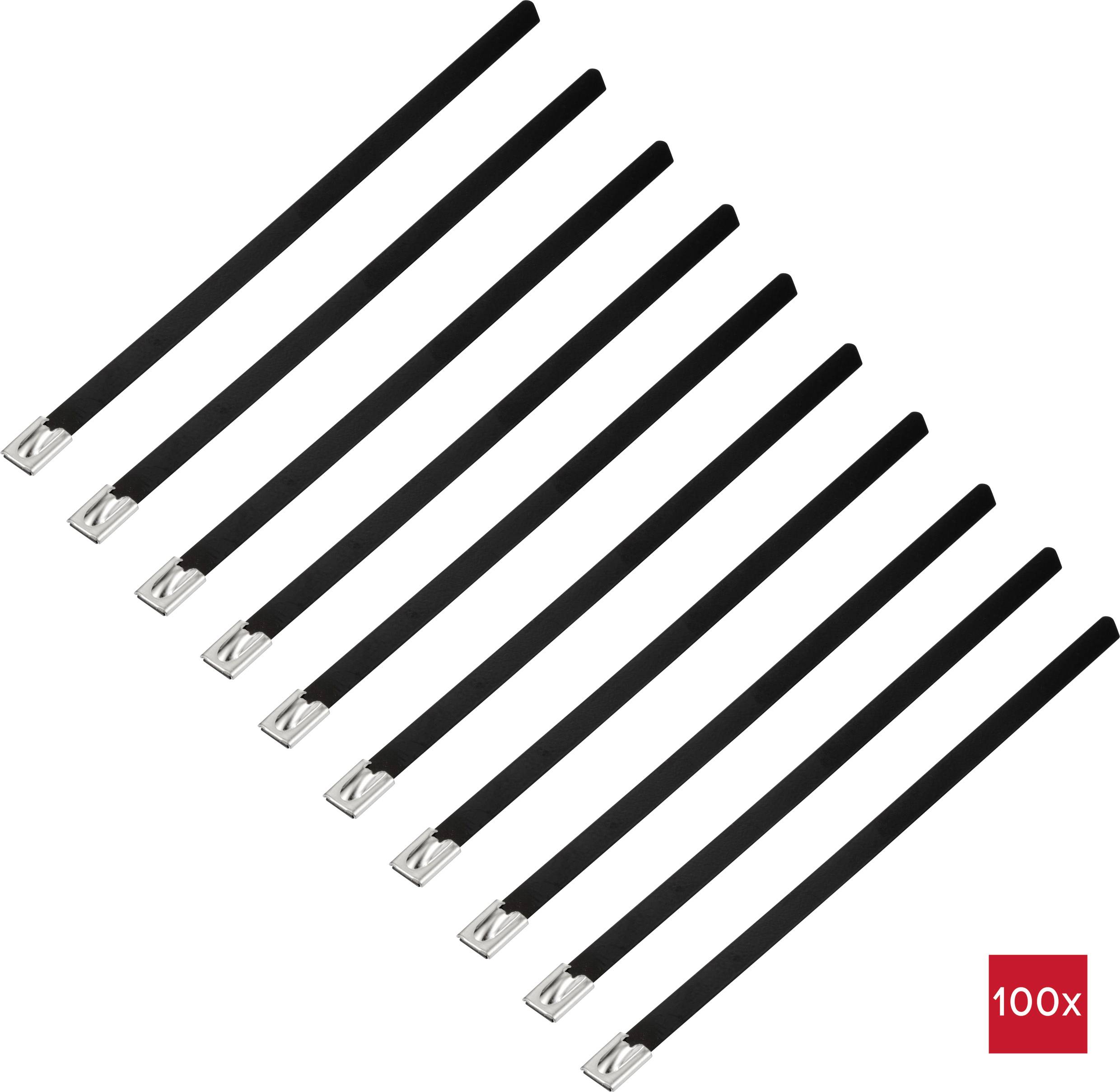 TRU COMPONENTS TC-12647608 Stahlkabelbinder 200 mm 7.9 mm AISI 304 mit Beschichtung 100 St.