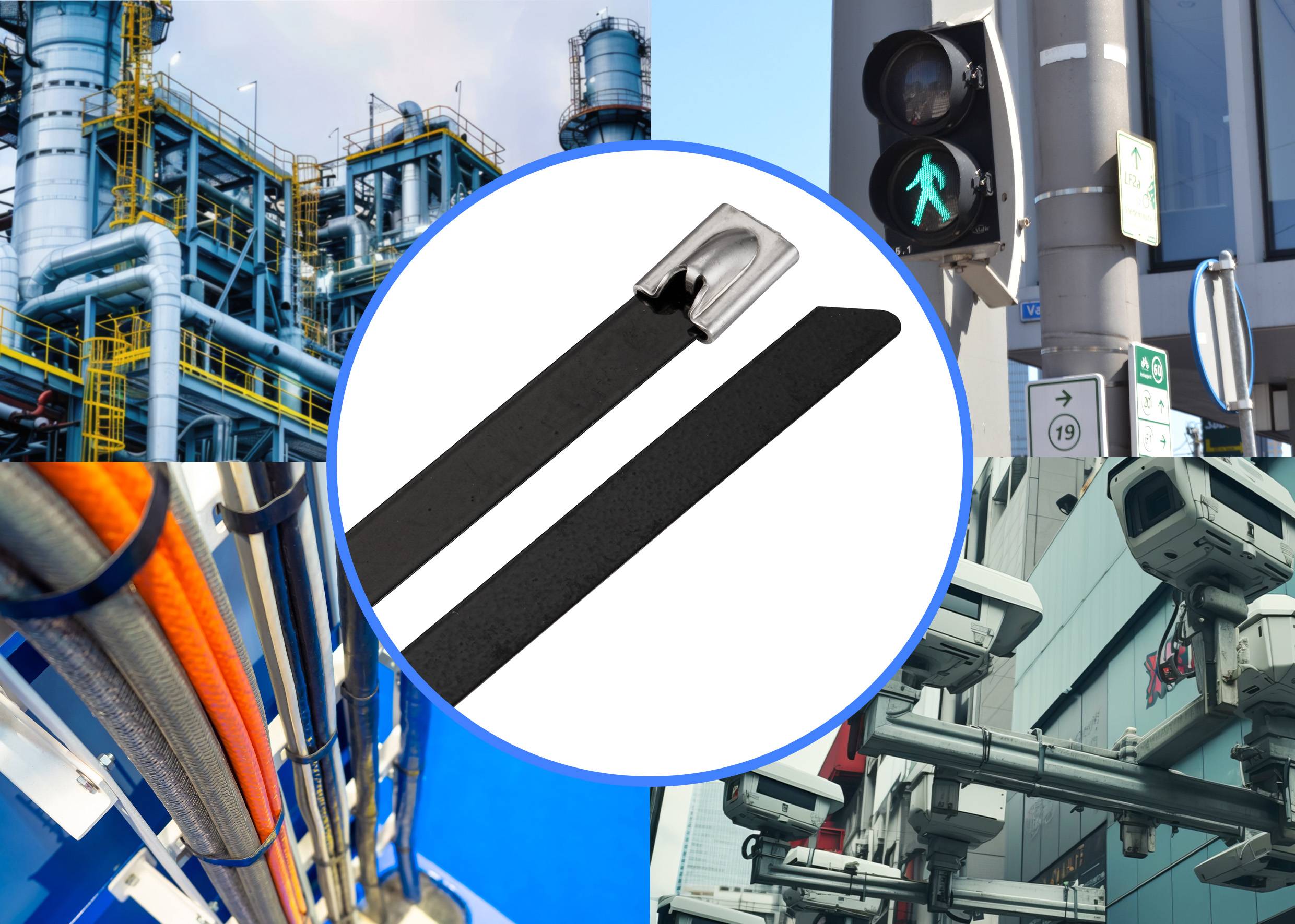 TRU COMPONENTS TC-12647612 Stahlkabelbinder 290mm 7.9mm AISI 304 mit Beschichtung 100St.