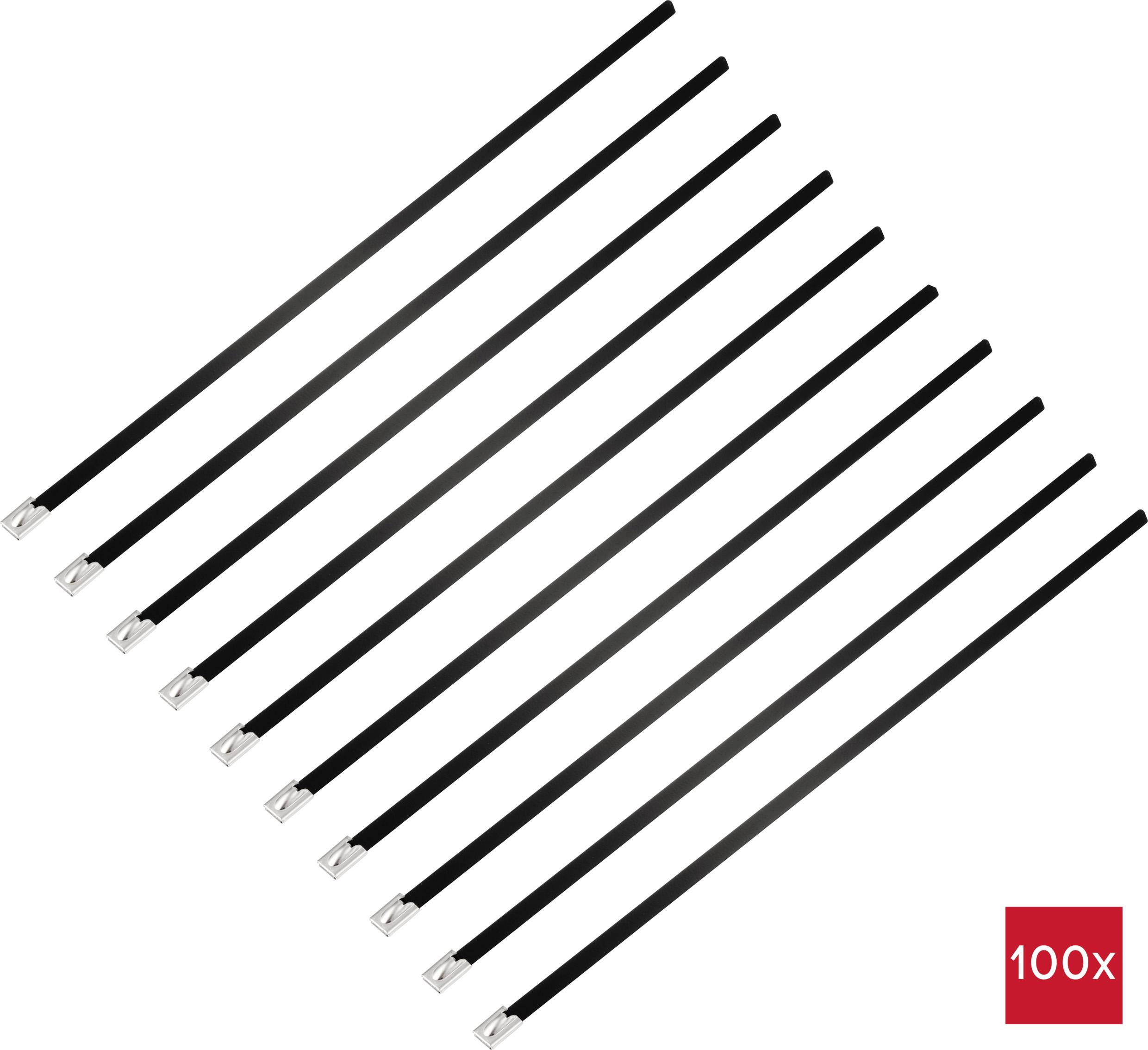 TRU COMPONENTS TC-12647616 Stahlkabelbinder 360mm 7.9mm AISI 304 mit Beschichtung 100St.