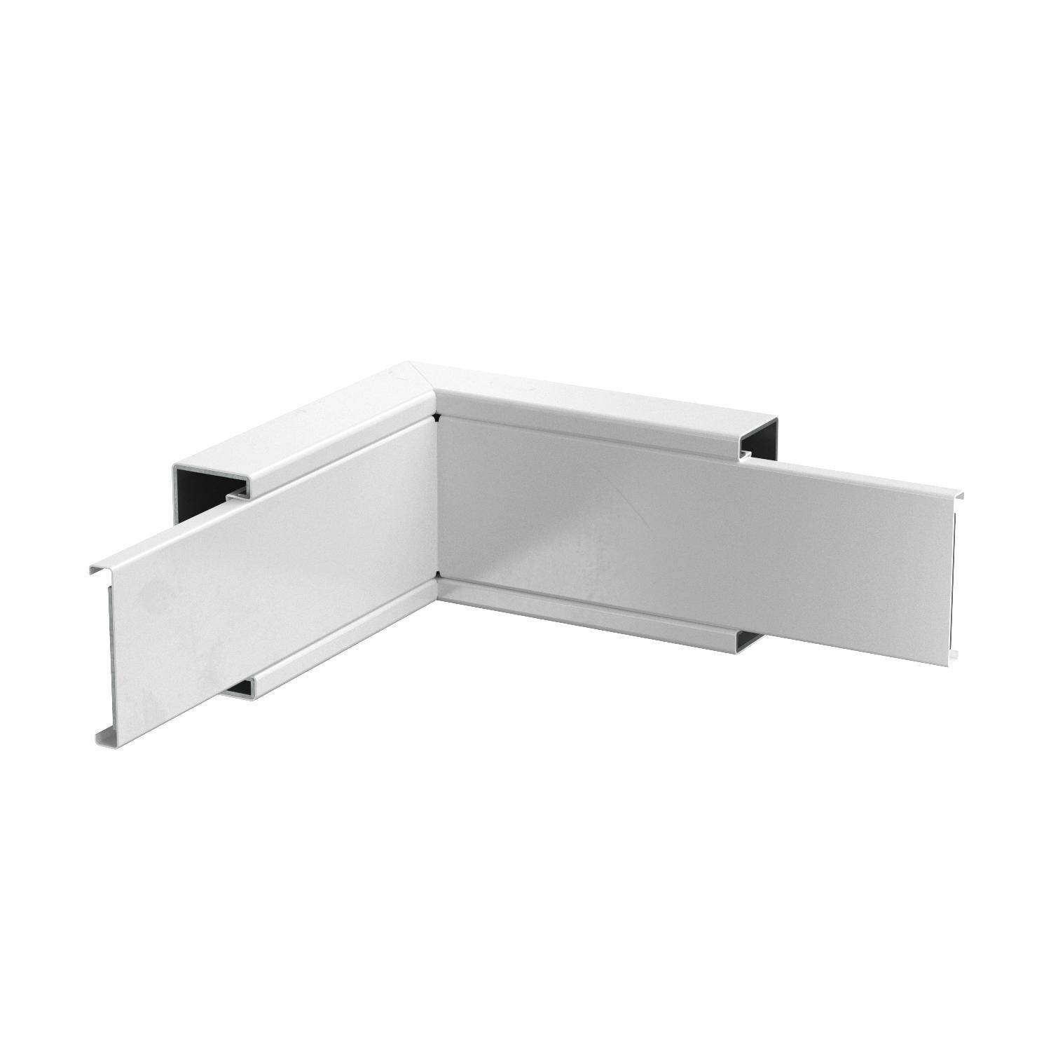 Ein L-förmiges, weißes Aluminiumprofil, welches zwei rechteckige Abschnitte in einem 90-Grad-Winkel verbindet.