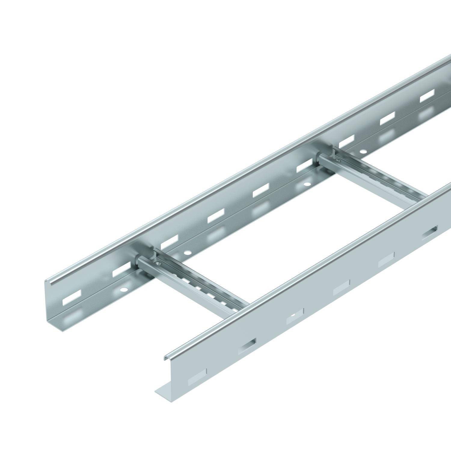 Metallschiene mit seitlichen Schlitzen, verwendet zur Kabelorganisation oder als Kabeltrasse. Grau, industrielles Design.