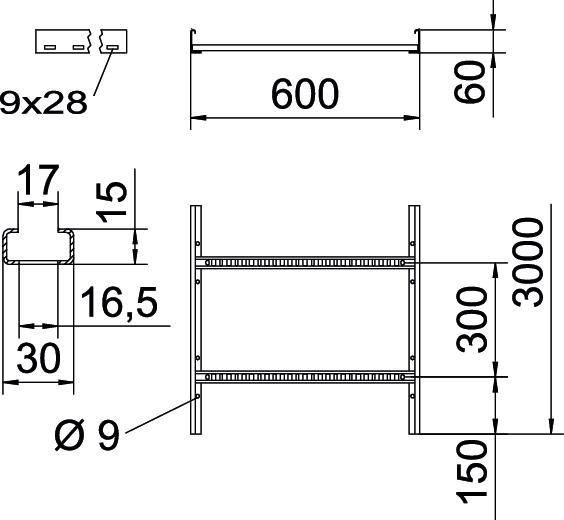 OBO Bettermann 6209729 Kabelleiter (L x B x H) 3m x 600.00mm x 60.00mm 3m