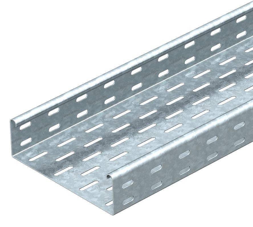 Metallkabelrinne mit Löchern für Kabelmanagement und Belüftung. Ideal für industrielle oder kommerzielle Anwendungen.