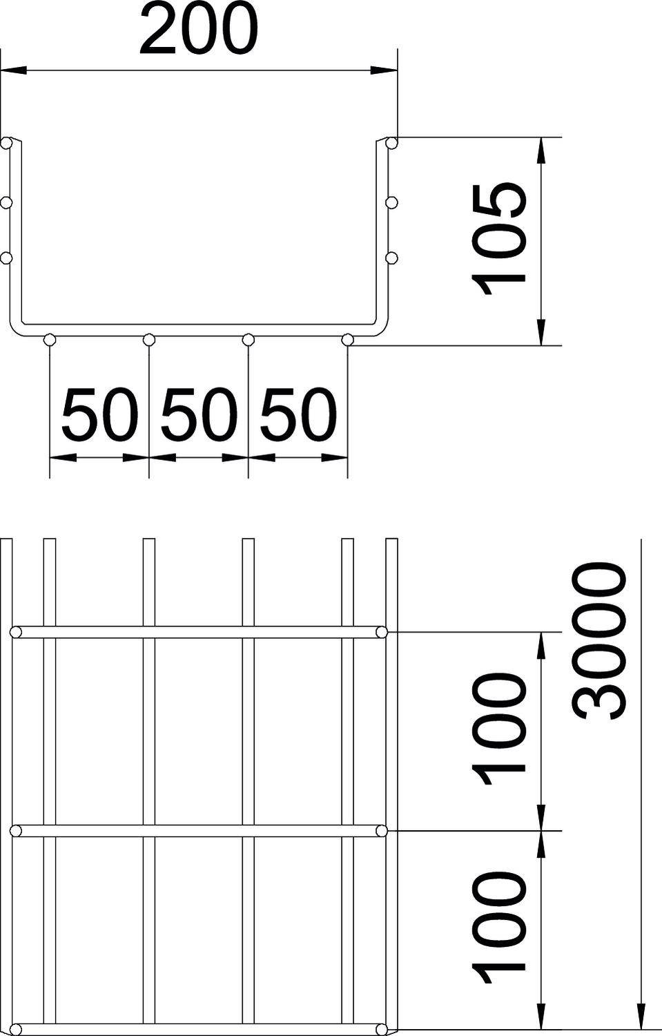 OBO Bettermann 6003625 Gitterrinne (L x B x H) 3m x 200.00mm x 105.00mm 3m