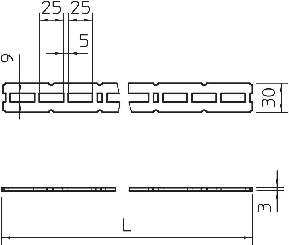 OBO Bettermann 6350208 Unterteil (L x B x H) 3m x 30.00mm x 3.00mm 30m