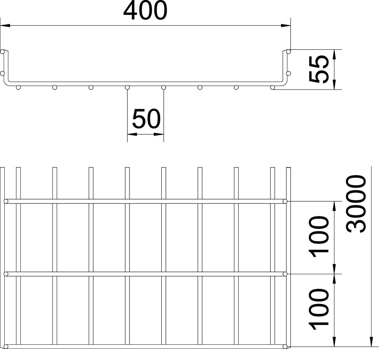 OBO Bettermann 6000933 Gitterrinne (L x B x H) 3m x 400.00mm x 55.00mm 3m