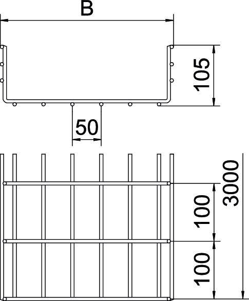 OBO Bettermann 6003627 Gitterrinne (L x B x H) 3m x 300.00mm x 105.00mm 3m