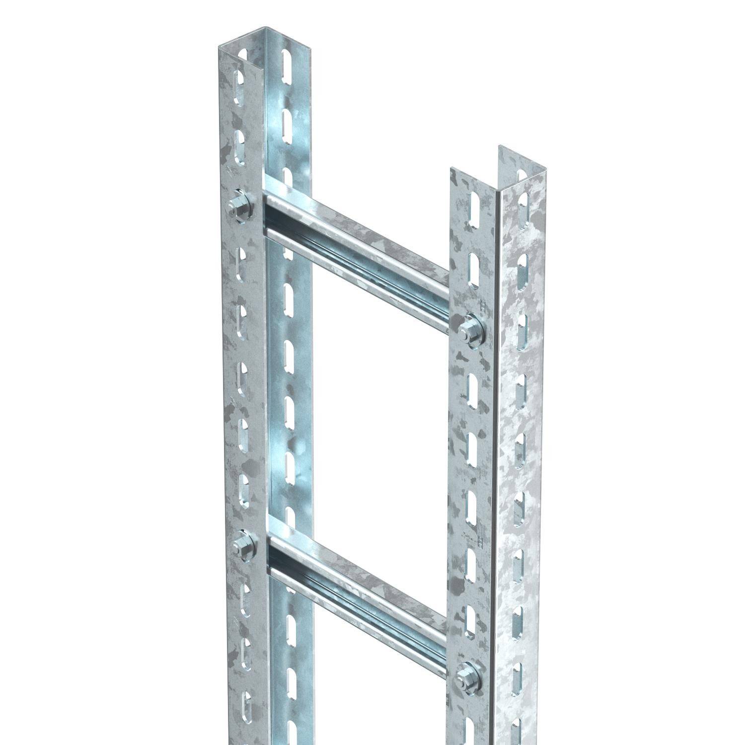 Metallisches Kabeltragprofil in U-Form mit seitlichen Lochungen zur Befestigung und Unterstützung von Kabeln und Leitungen.