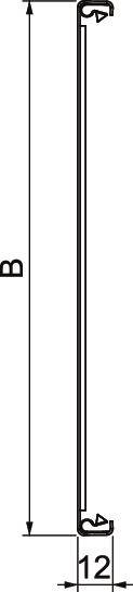 Technische Zeichnung eines rechteckigen Profils mit markierter Breite 'B' und Tiefe '12'.