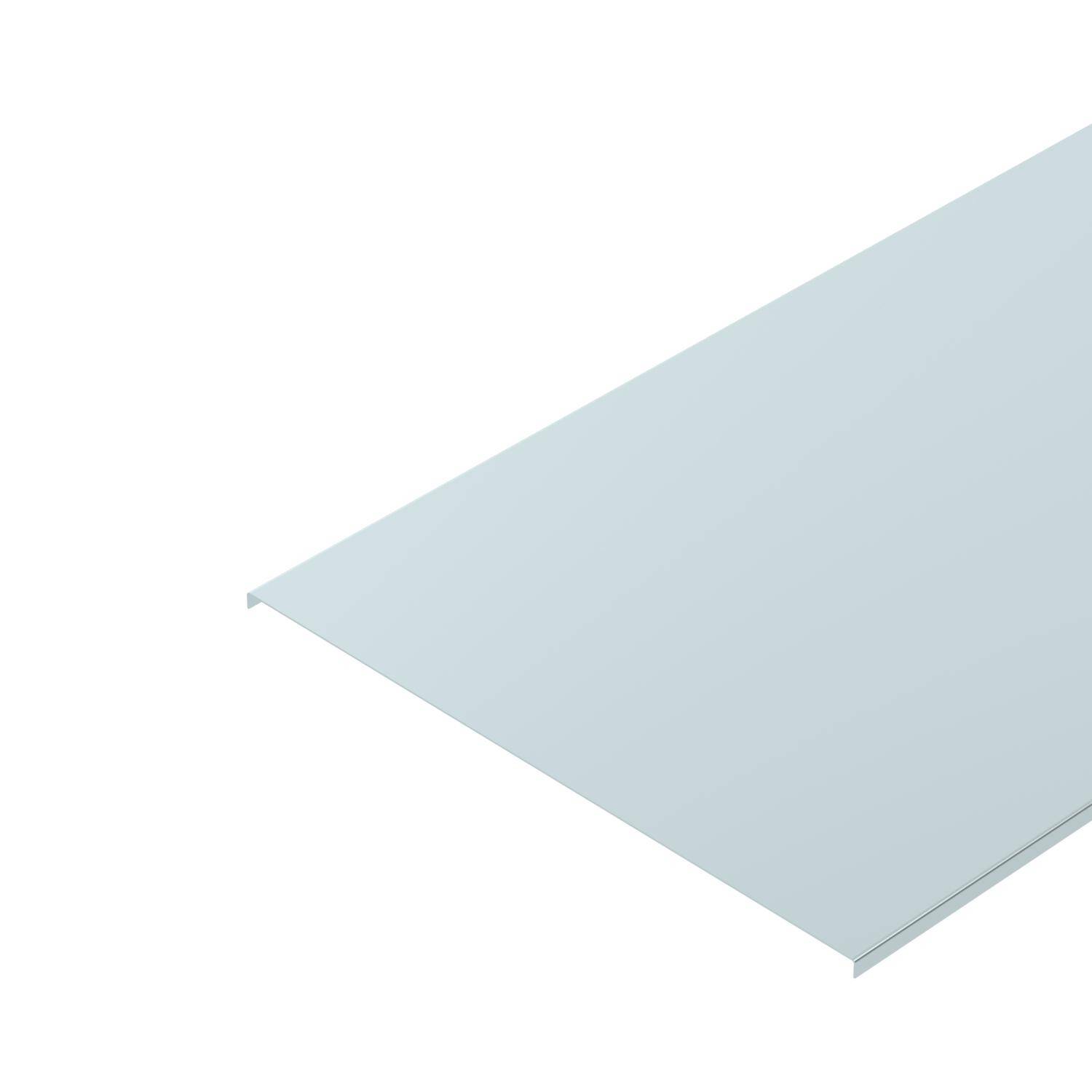 Eine große, glatte graue Metallplatte in rechteckiger Form, die diagonal gezeigt wird. Sie hat eine glänzende Oberfläche ohne sichtbare Struktur.