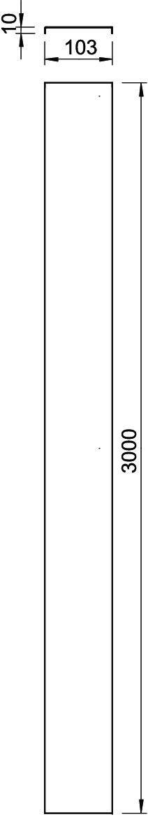 Technische Zeichnung eines Balkens zeigt Maße: Länge 3000 mm, Breite 103 mm, Dicke 9 mm.