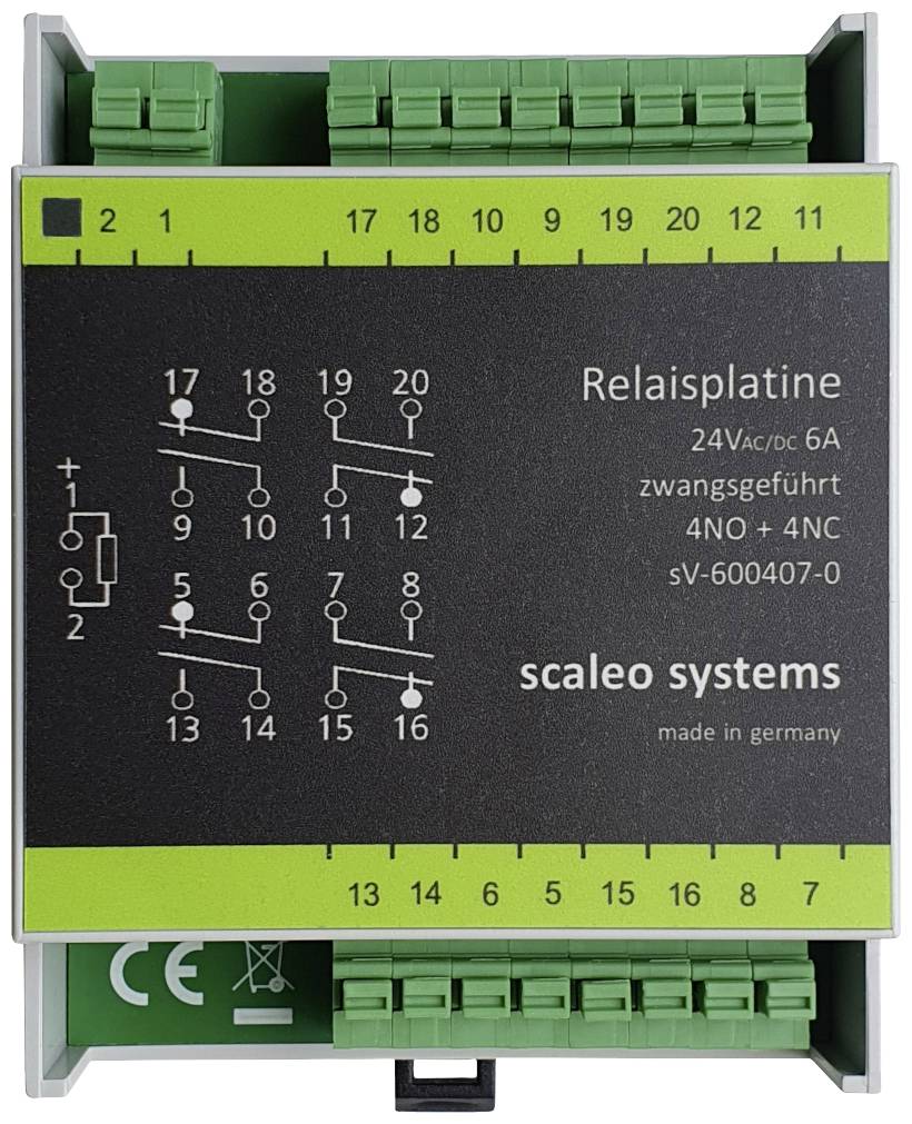 Scaleo systems Sicherheitsrelais mit Verpolschutzdiode, mit LED, mit Gehäuse 1 St. Typ 24V 4-fach 4 Wechsler