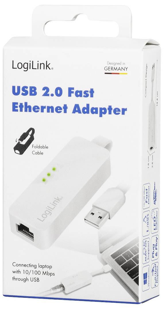 LogiLink UA0144B Netzwerkadapter 100 MBit/s USB-A (USB 2.0), RJ45