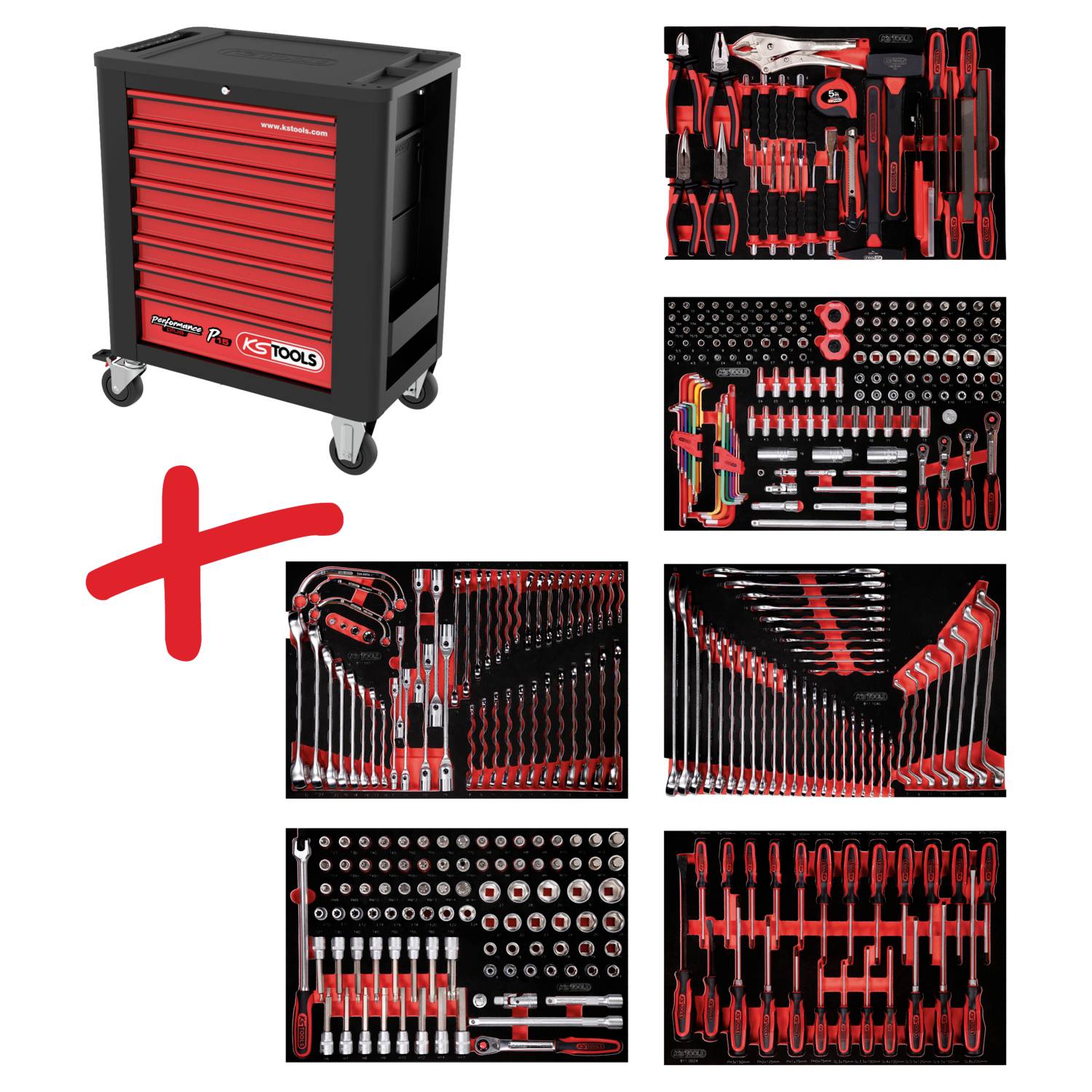 KS Tools 8156399 Werkstattwagen Herstellerfarbe: Schwarz, Rot