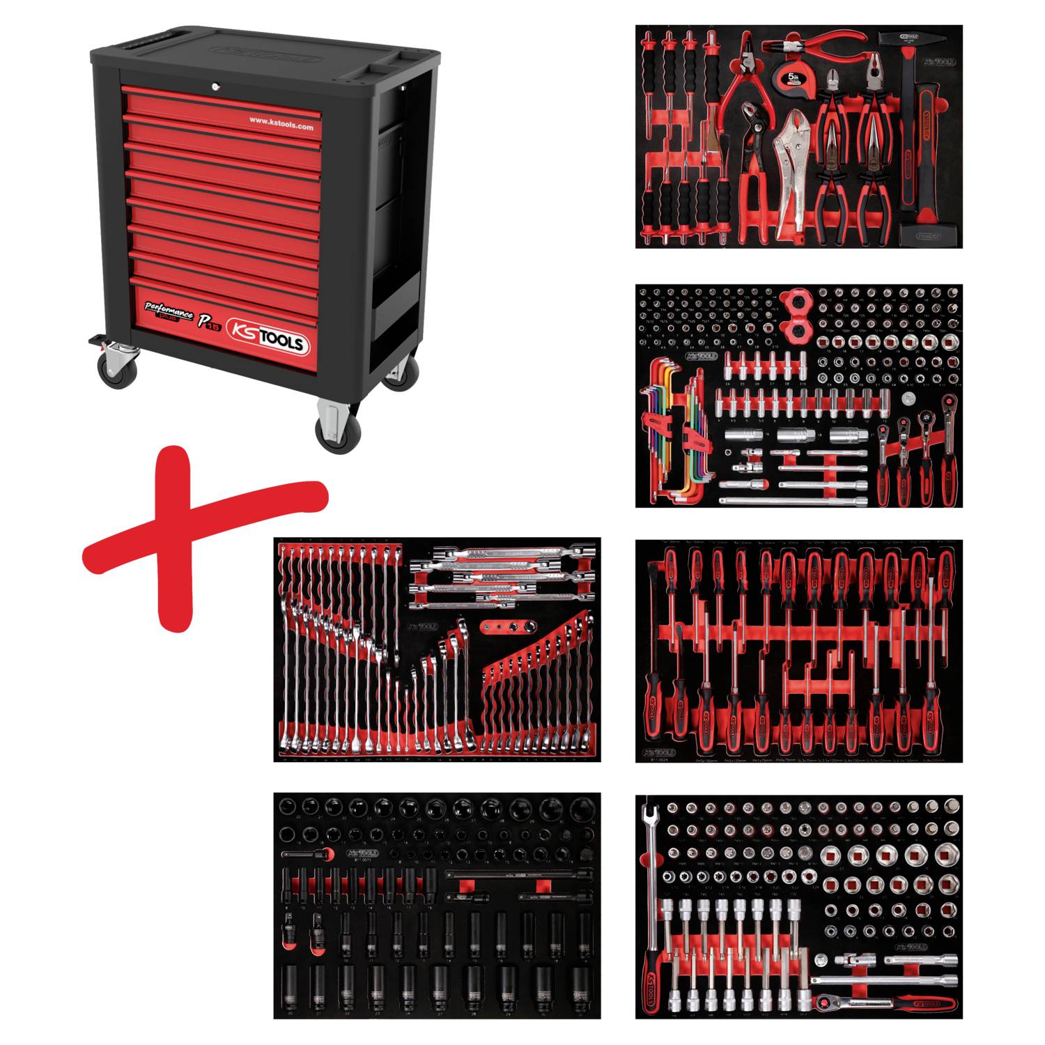 KS Tools 8156423 Werkstattwagen Herstellerfarbe: Schwarz, Rot