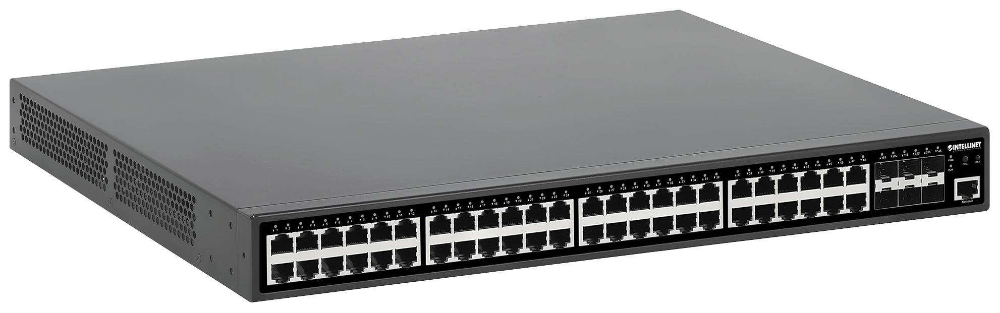 Intellinet 54-Port L2+ Fully Managed PoE+ 19 Zoll Netzwerk-Switch RJ45/SFP 10 / 100 / 1000MBit/s IEEE802.3af (15.4 W)