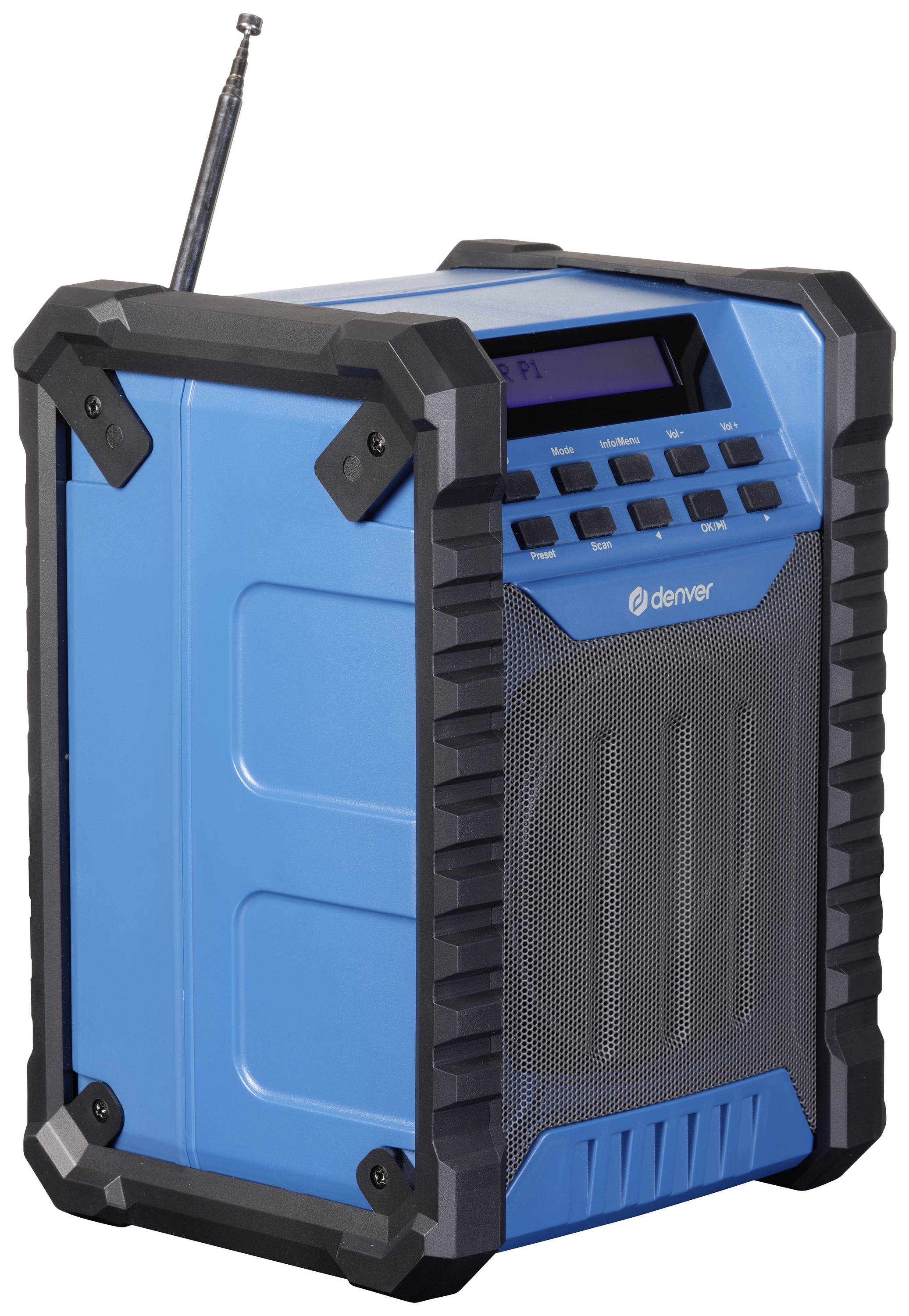 Denver WRD-60 Baustellenradio DAB+, DAB, UKW AUX, UKW, DAB+ wiederaufladbar, spritzwassergeschützt Schwarz, Blau