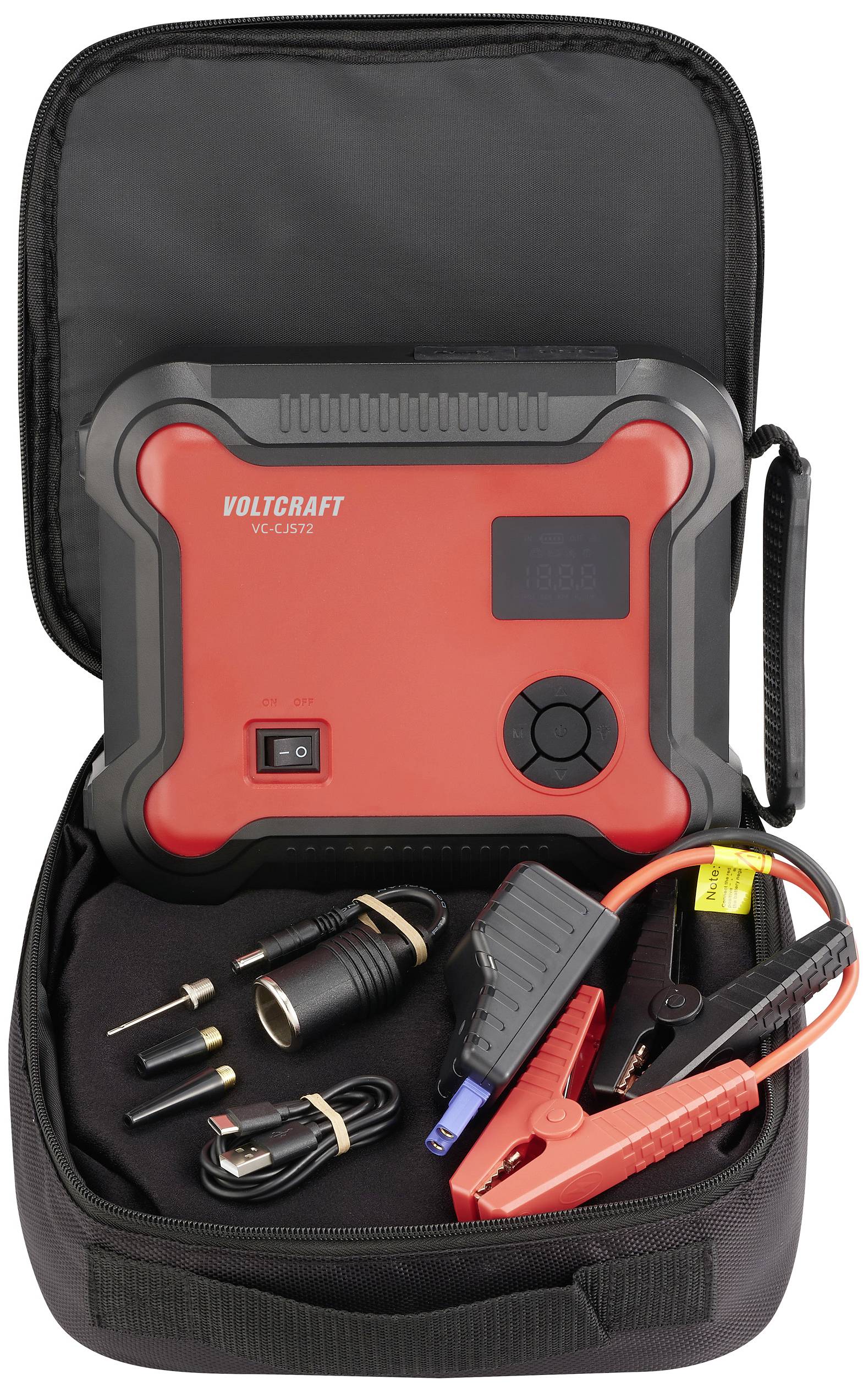 VOLTCRAFT Starthilfekabel VC-CJS72 VC-15820465 Starthilfestrom (12 V)=600A 12 V-Ausgang 2x, USB-Steckdose 2x, Lade- und