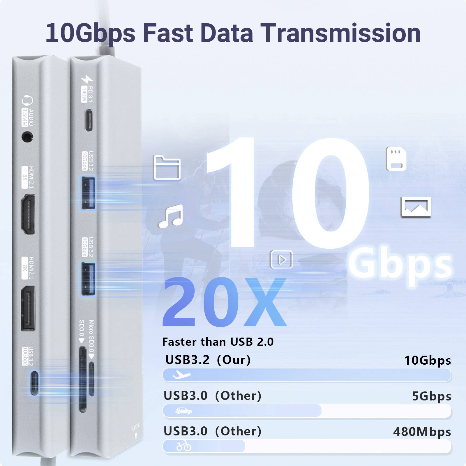 Renkforce USB-C® Dockingstation RF-DKS-905 10-in-1 8K PD 3.1 Passend für Marke Dockingstations: Universal USB-C® Power Delivery